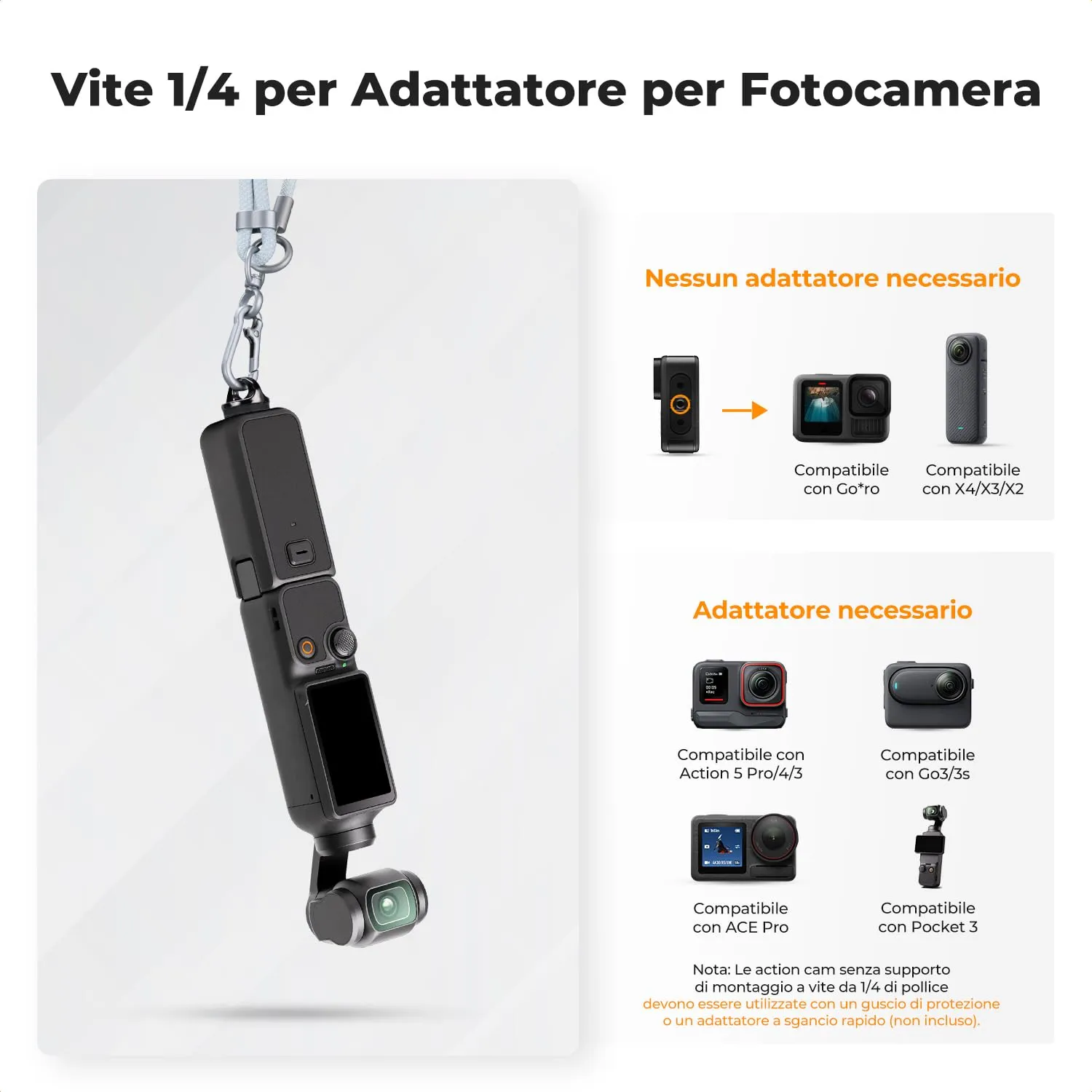 K&F Concept Pocket 3 cordino sicurezza polso collo blu