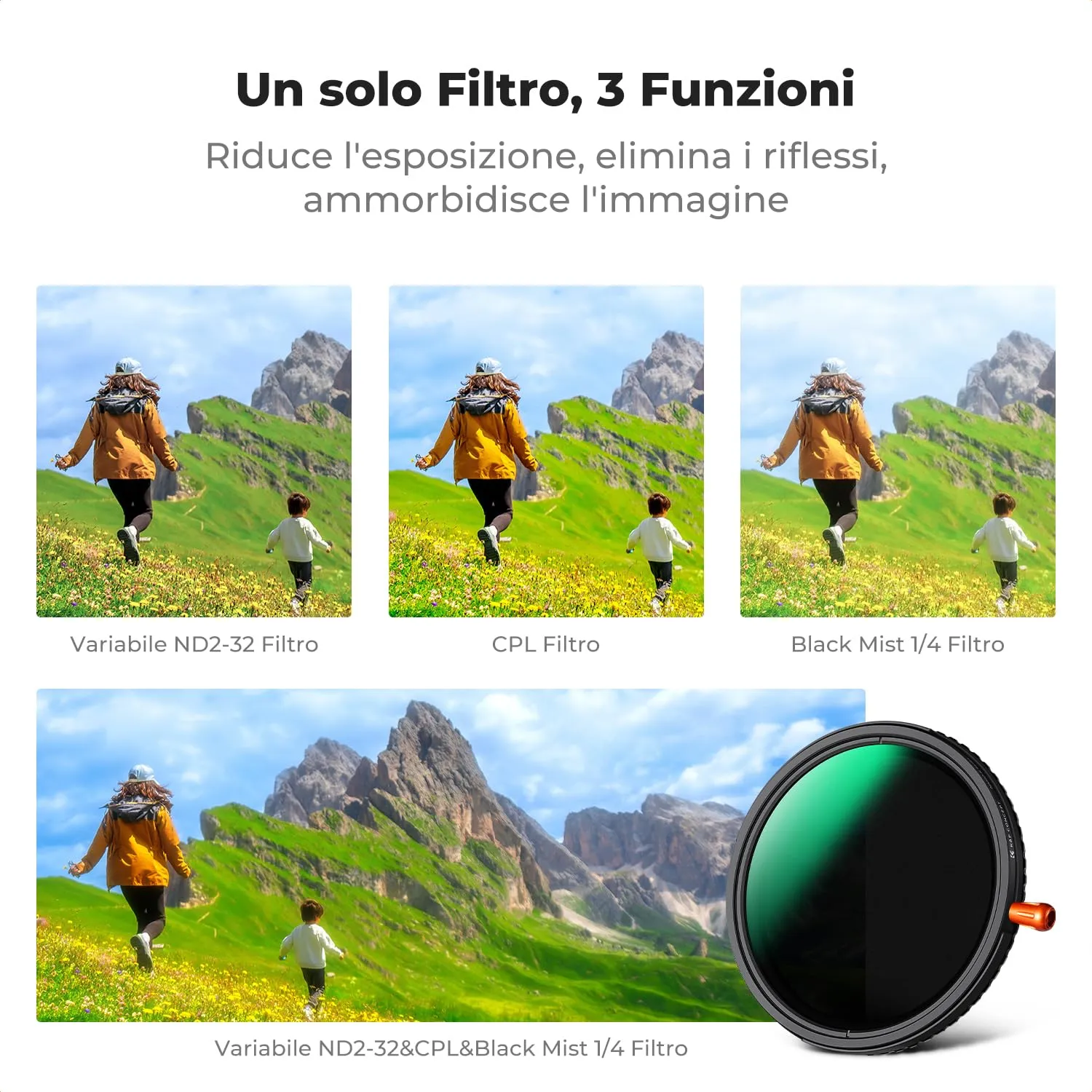 K&F Concept Nano-Klear filtro 3 in 1 67mm CPL Mist ND2-32