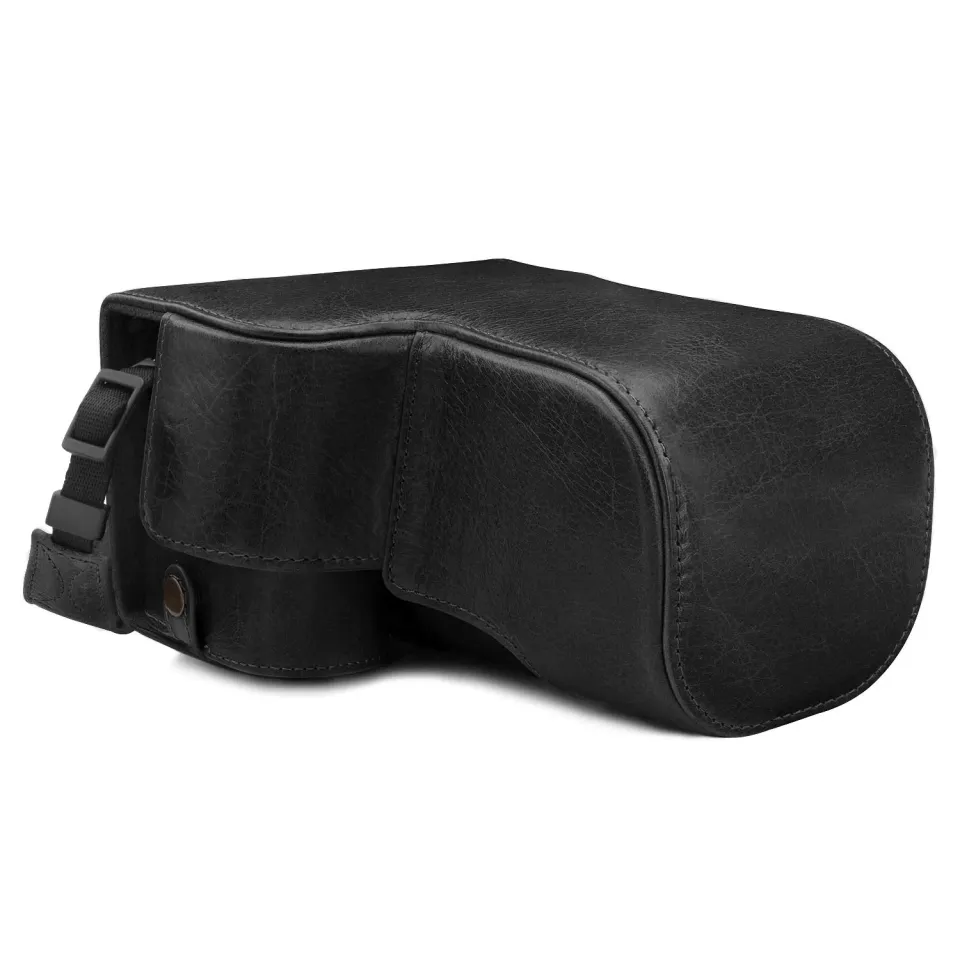 MegaGear Ever Ready A6600 custodia pelle nera 18-135mm