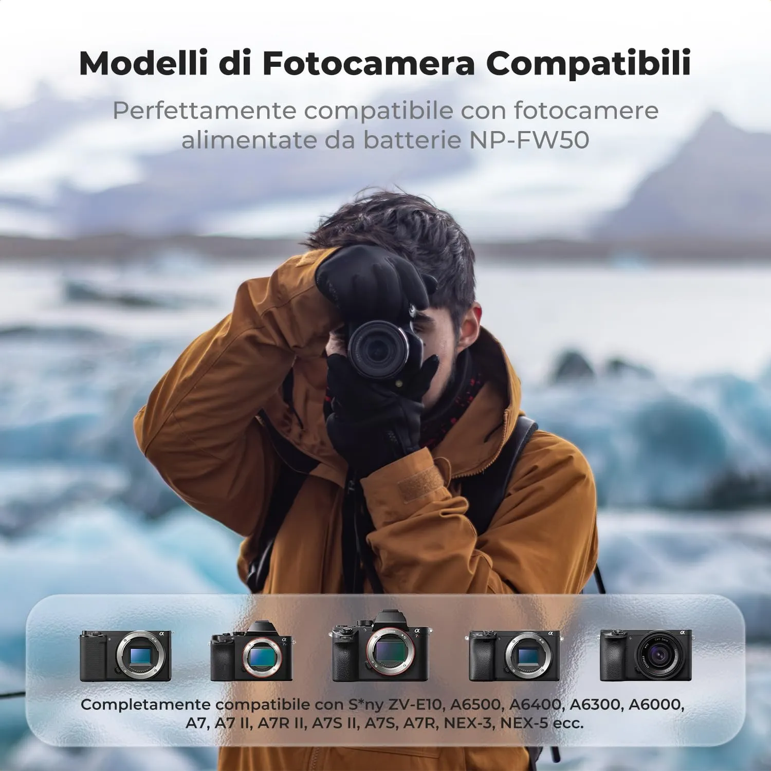 K&F Concept NP-FW50 batteria + caricabatterie 3 slot LCD