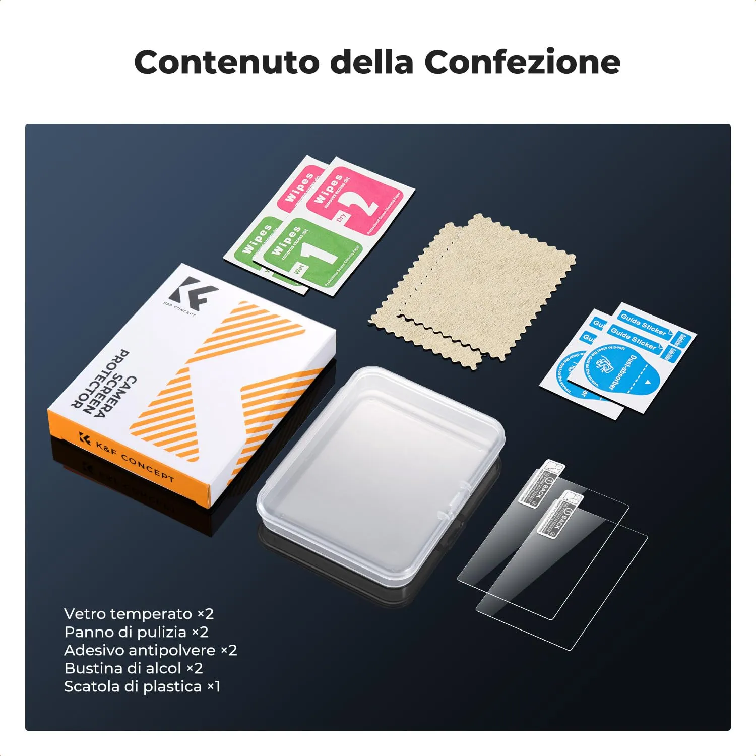 K&F Concept vetro temperato DJI Pocket 3 set 2 pezzi 9H