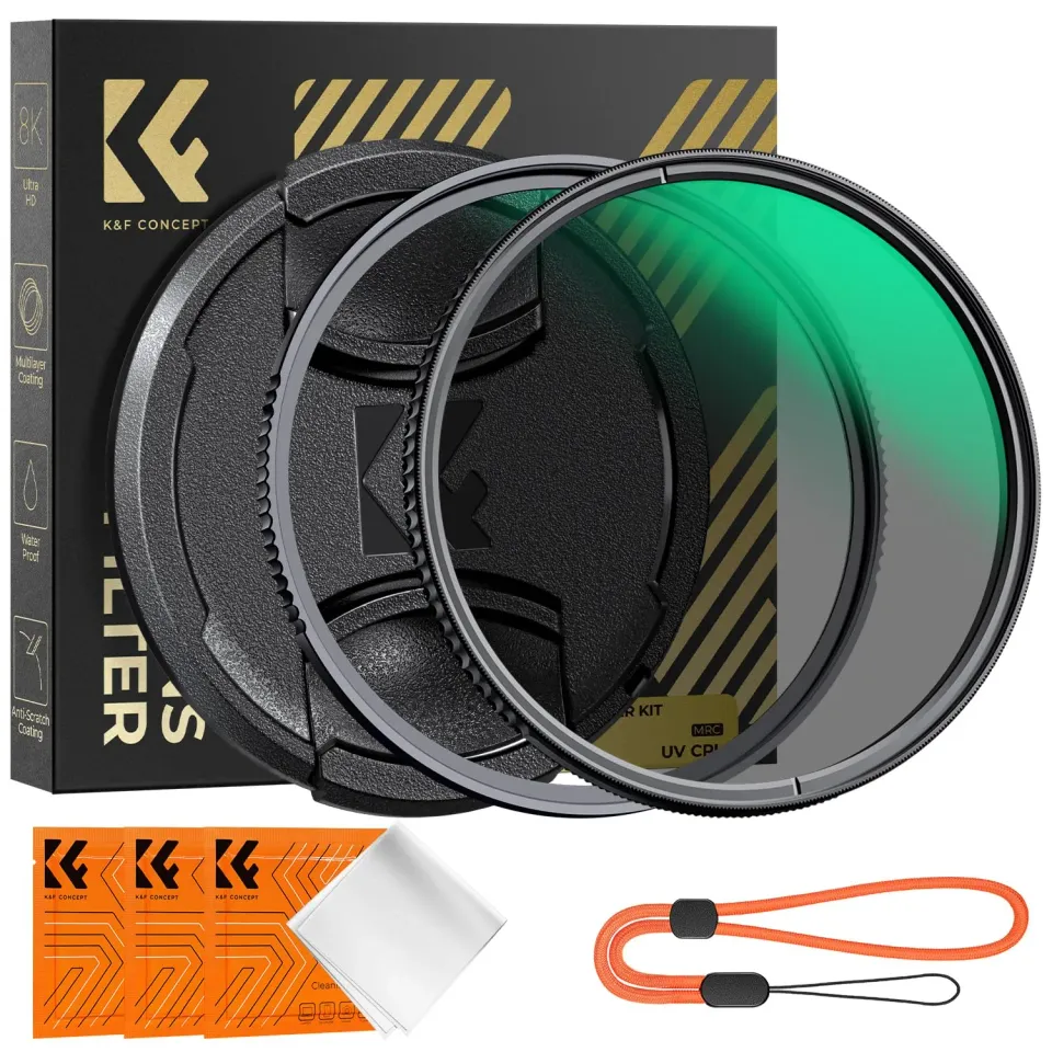 K&F Concept Nano-Xcel Kit Filtri UV+CPL 82mm con Tappi