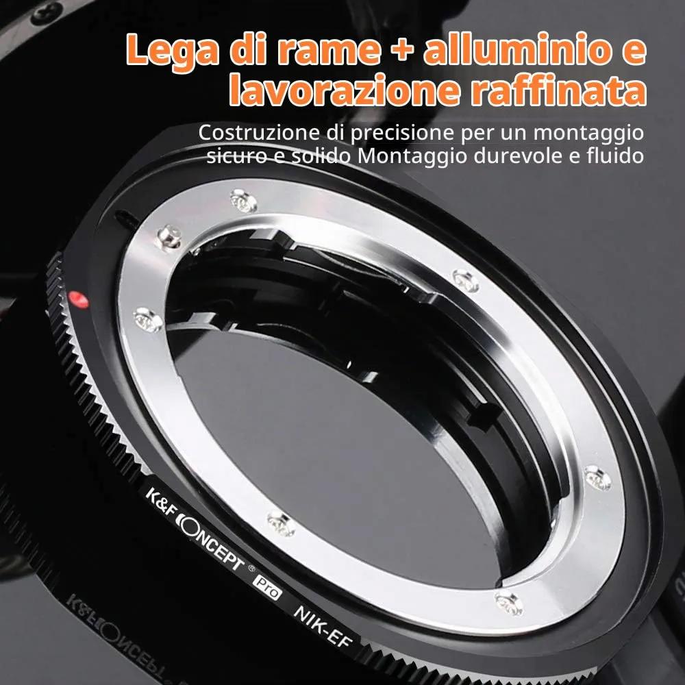 K&F Concept AI-EOS Anello Adattatore Nikon-Canon manuale