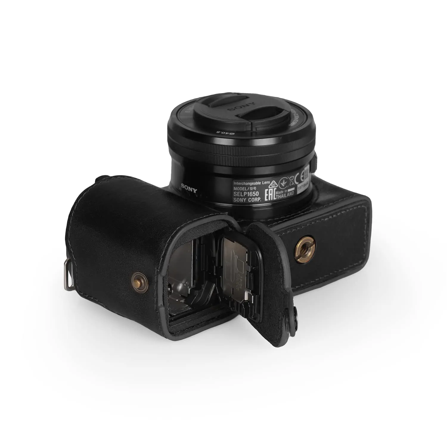 MegaGear Ever Ready mezza custodia Sony ZV-E10 nero vera pelle