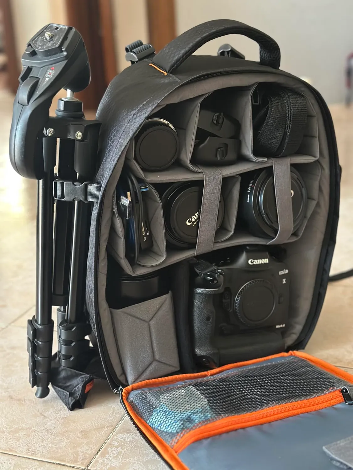 K&F Concept zaino fotografico 10L nero-arancione leggero