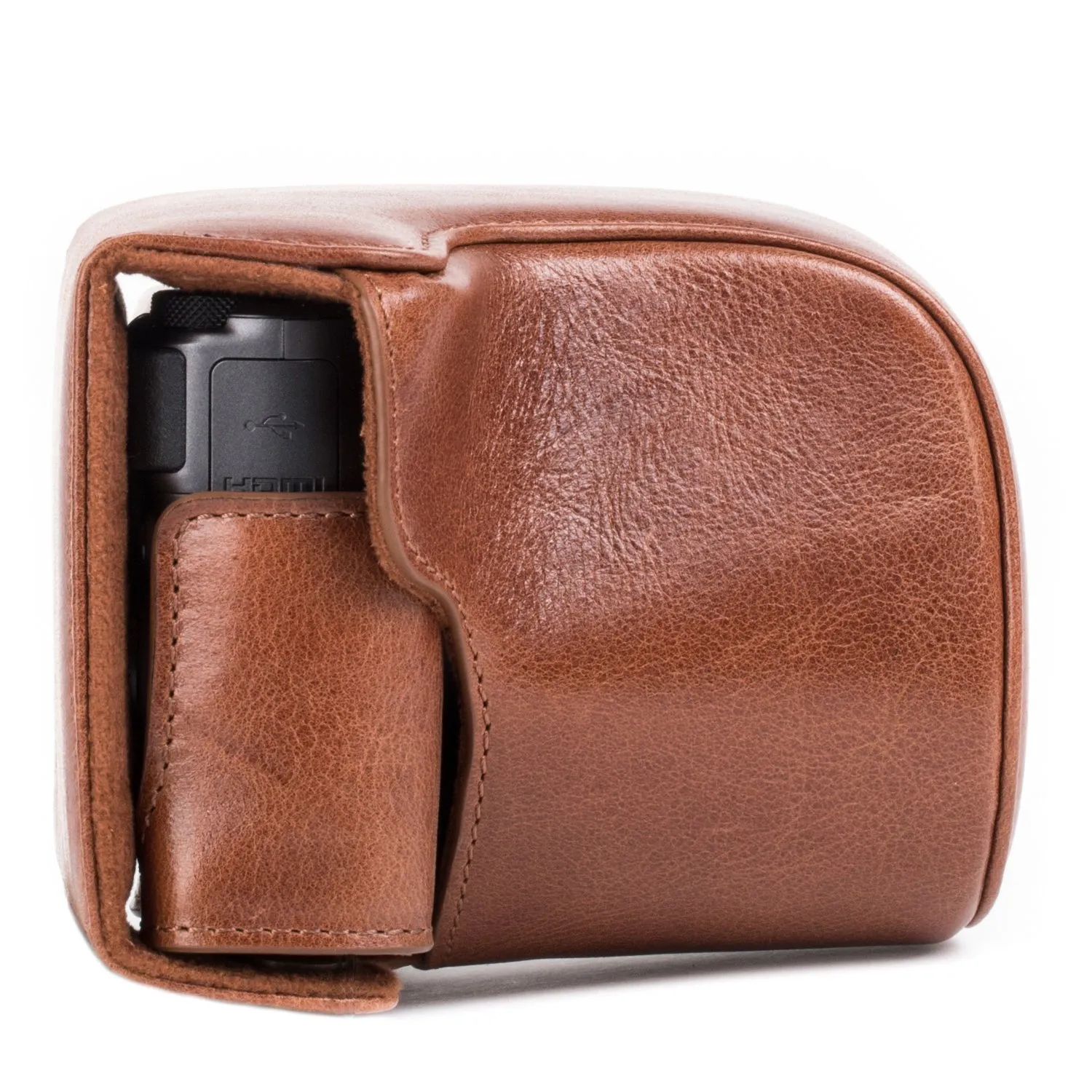 MegaGear MG664 Ever Ready custodia vera pelle Canon EOS M10 marrone