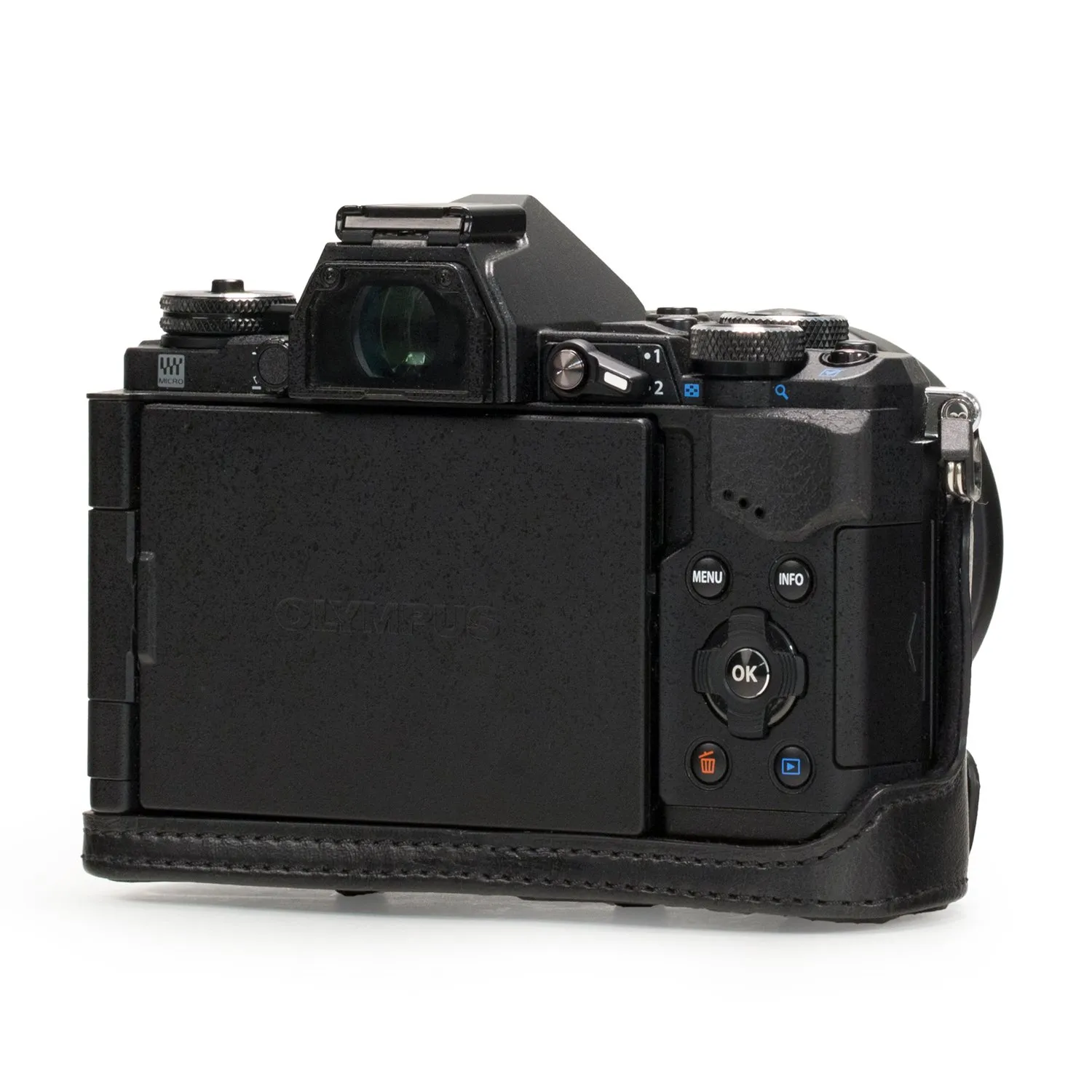 MegaGear Ever Ready custodia E-M5 Mark II nera pelle PU
