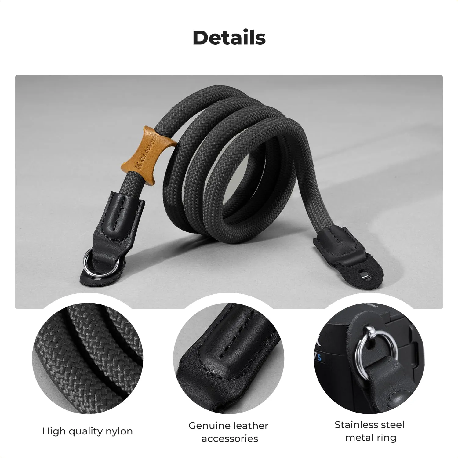 K&F Concept Tracolla Fotocamera Nylon 100cm Nero