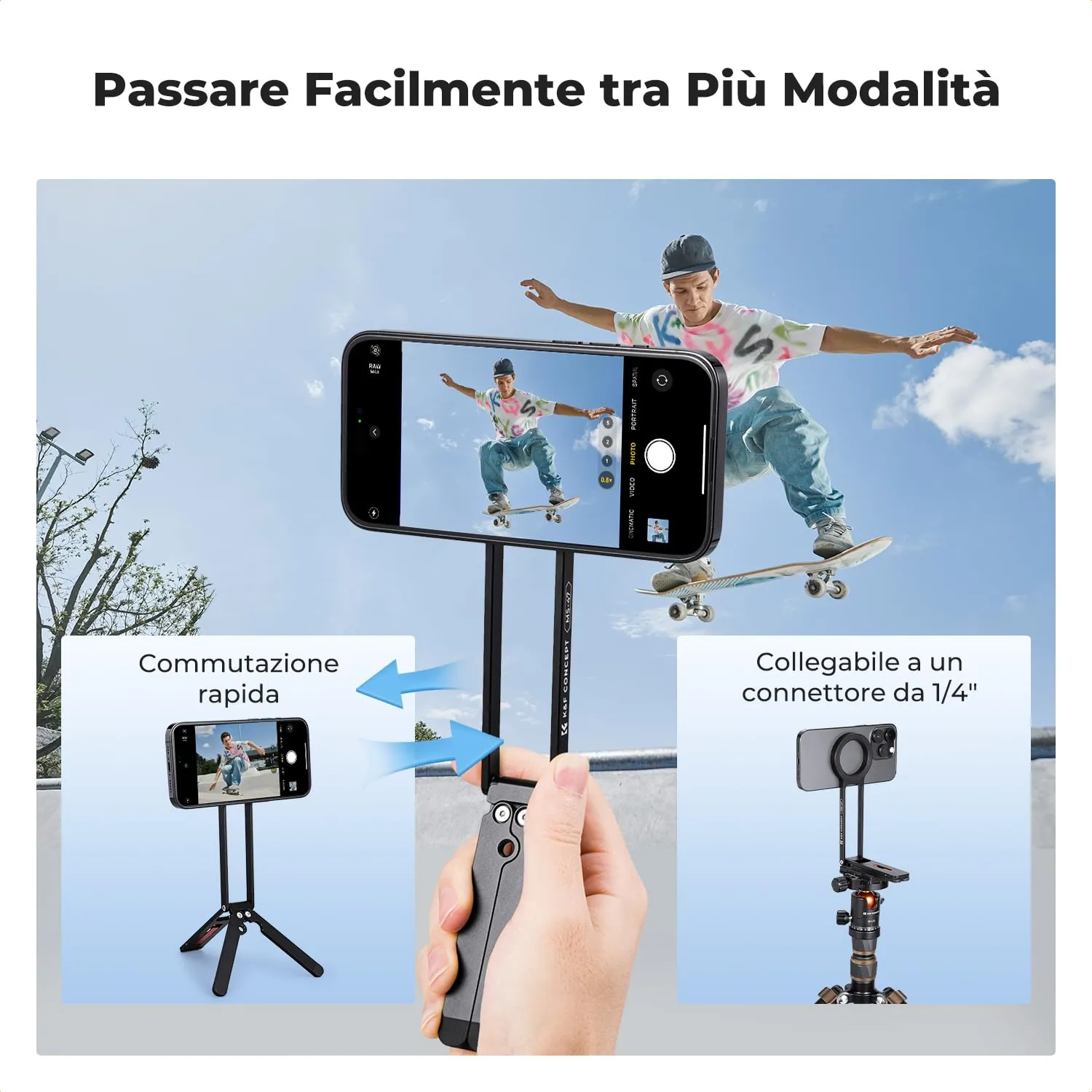 K&F Concept Mini Treppiede Magnetico Smartphone Nero MagSafe