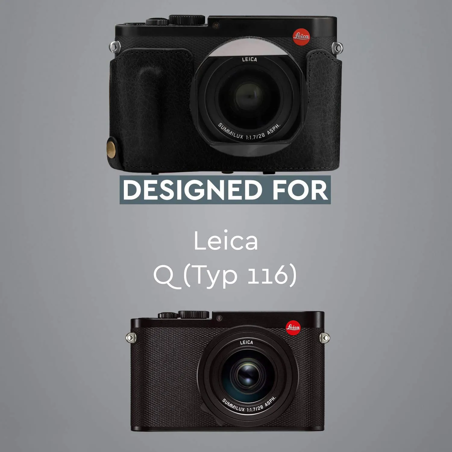 MegaGear Ever Ready custodia Leica Q Q-P Typ 116 nera pelle