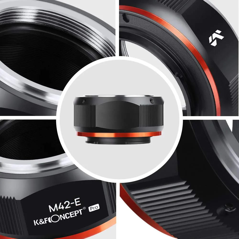 K&F Concept M42 Sony E adattatore metallo infinito manuale