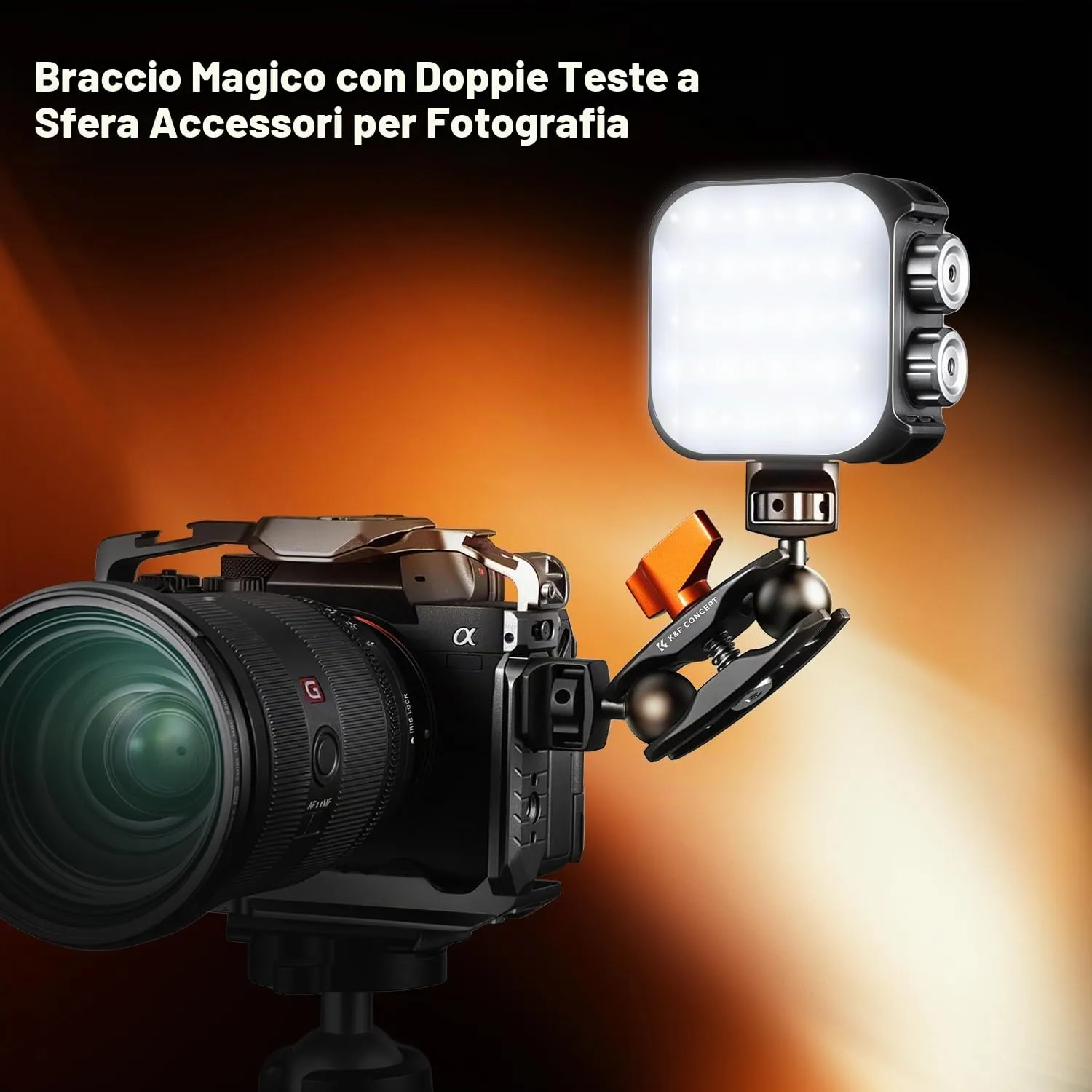 K&F Concept MS14 Braccio Magico Universale 1/4" Doppio