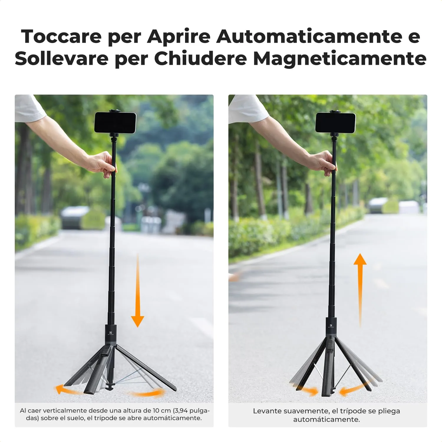 K&F Concept Bastone Selfie Treppiede 175cm Nero