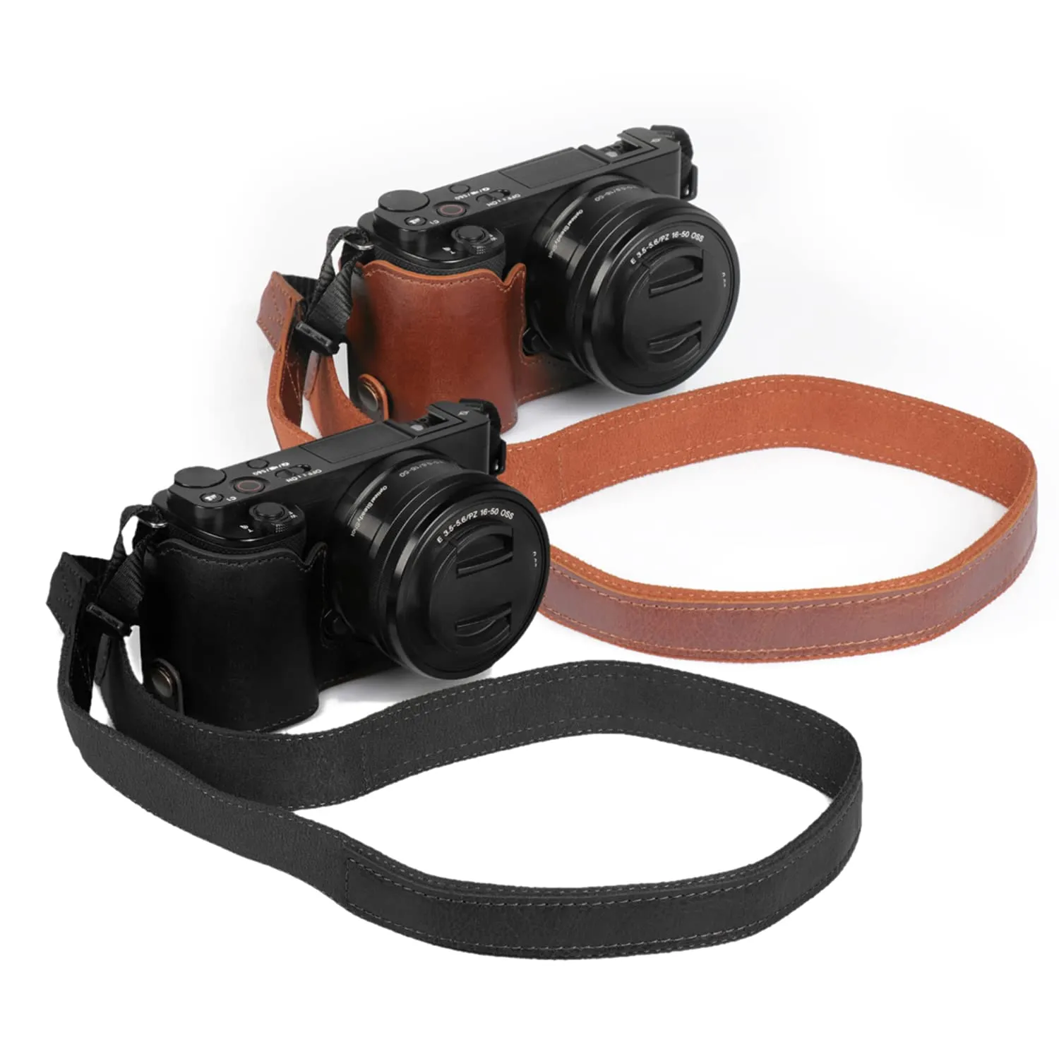 MegaGear Ever Ready mezza custodia Sony ZV-E10 nero vera pelle