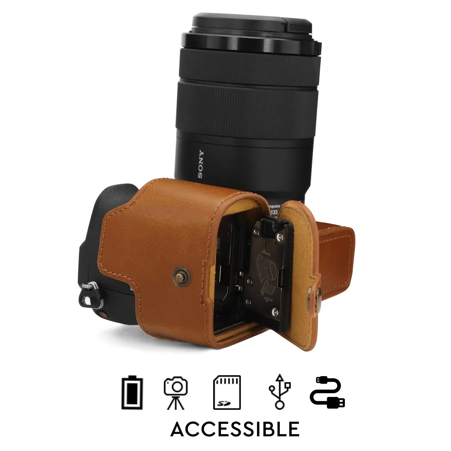 MegaGear MG1809 Ever Ready custodia A6600 pelle marrone chiaro