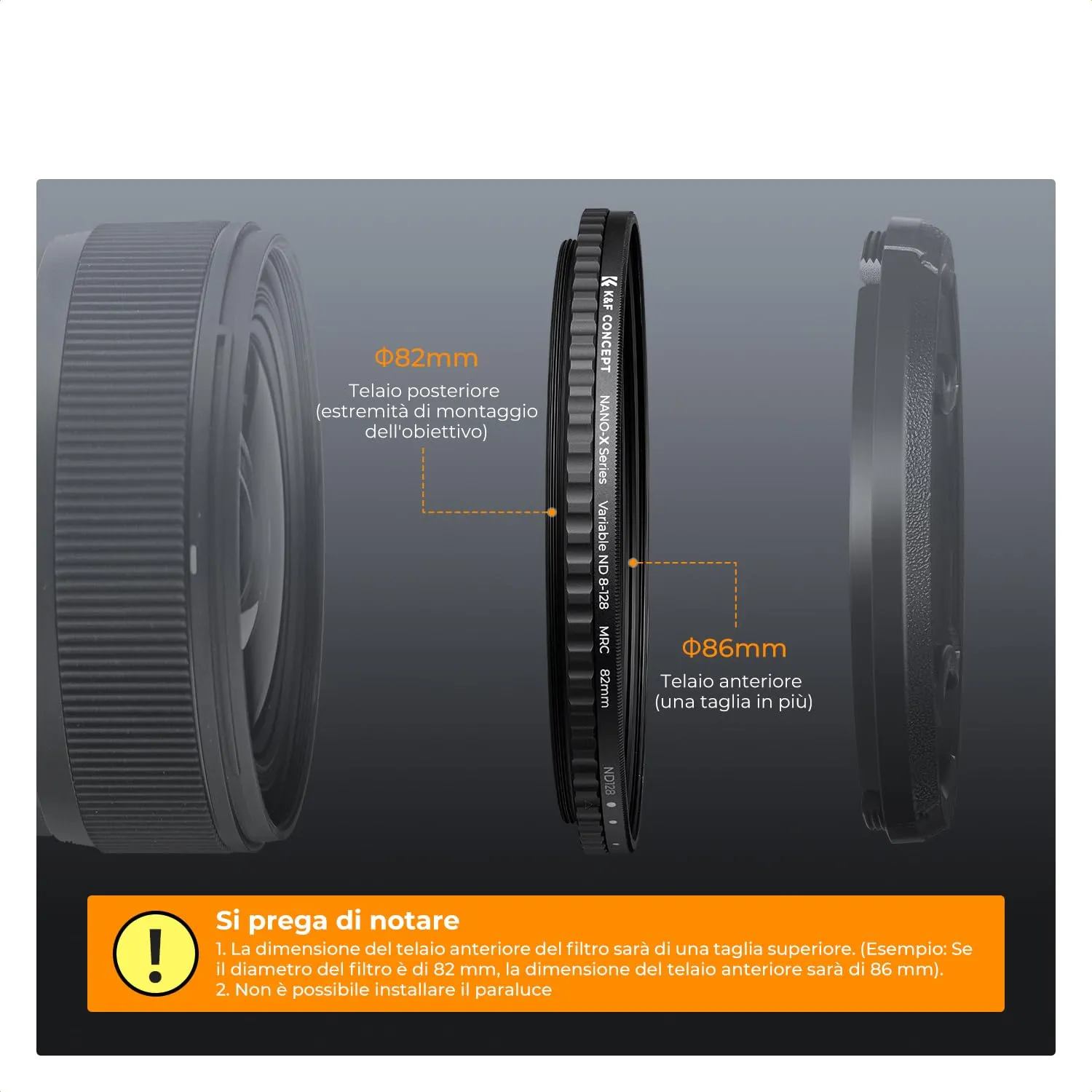 K&F Concept Nano-Xcel ND8-128 filtro variabile 67mm 3-7 stop