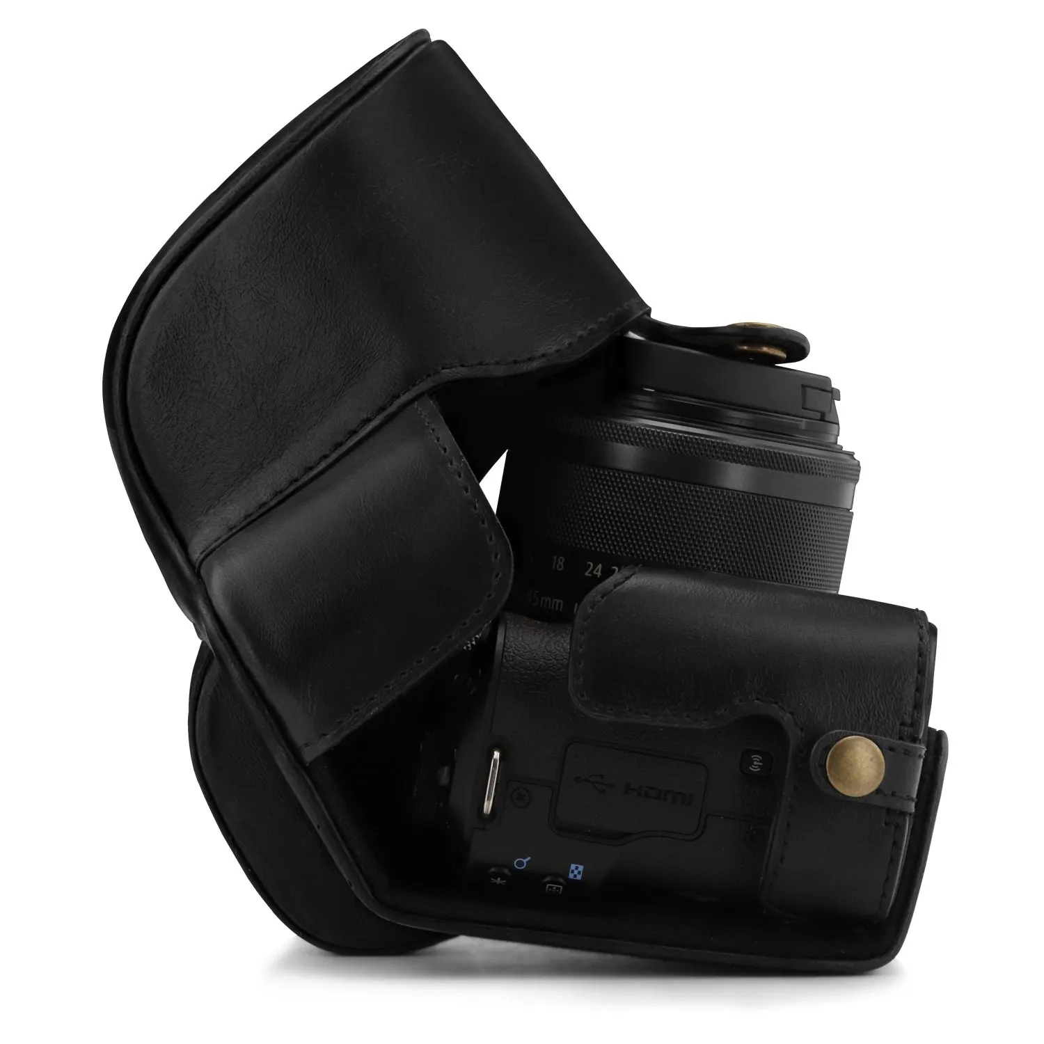 MegaGear MG1446 Custodia Fotocamera Canon M50 Nero Ecopelle