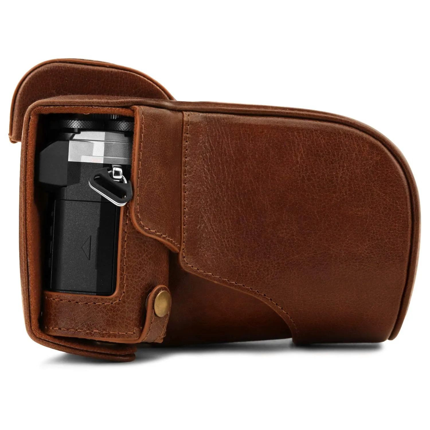 MegaGear Ever Ready E-M5 Mark III Custodia Pelle Marrone Vera Pelle