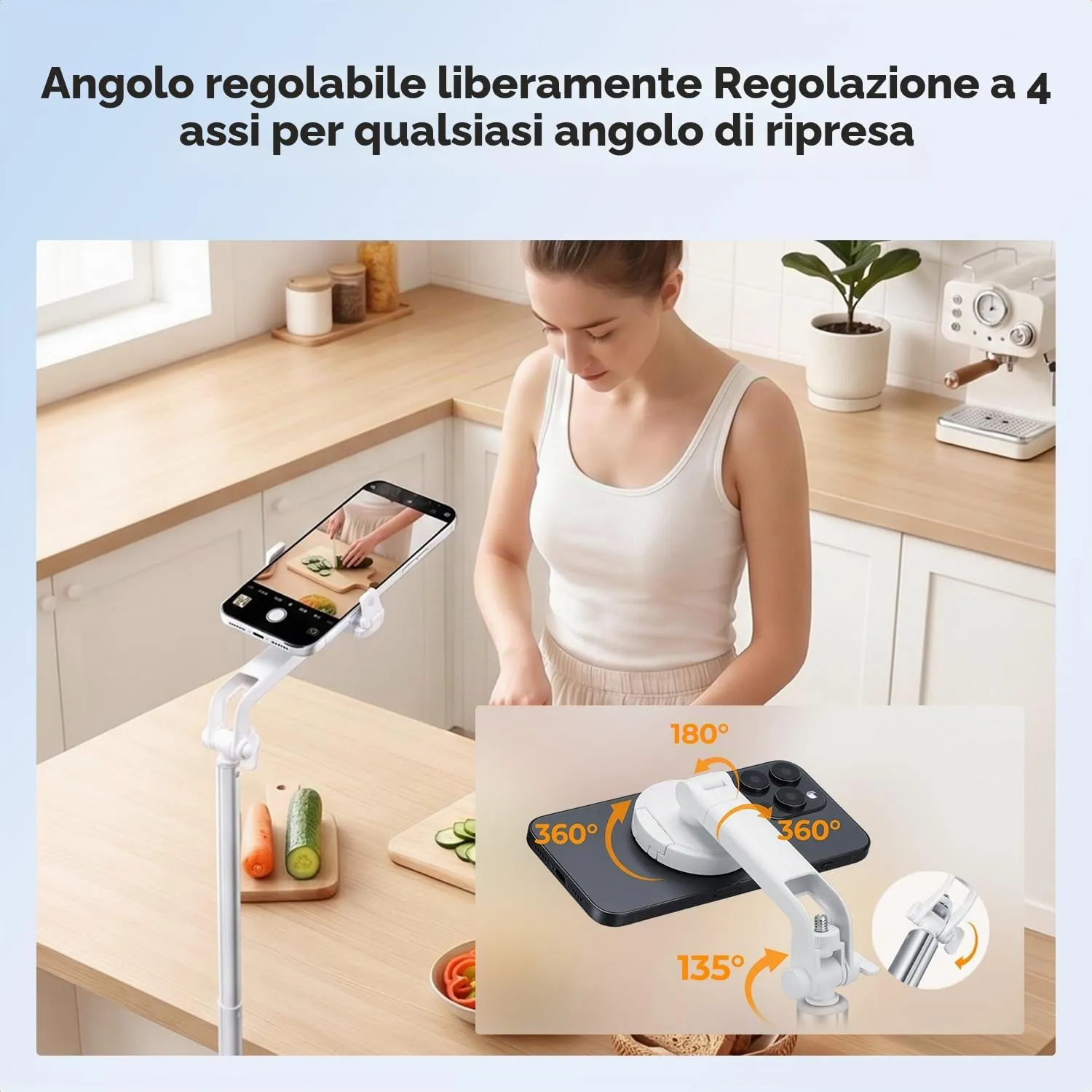 Concept 180cm Treppiede Selfie Bianco con Luce Bluetooth