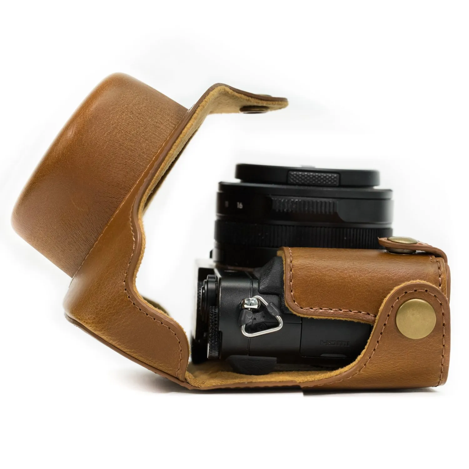 MegaGear Ever Ready custodia pelle LX100 marrone chiaro
