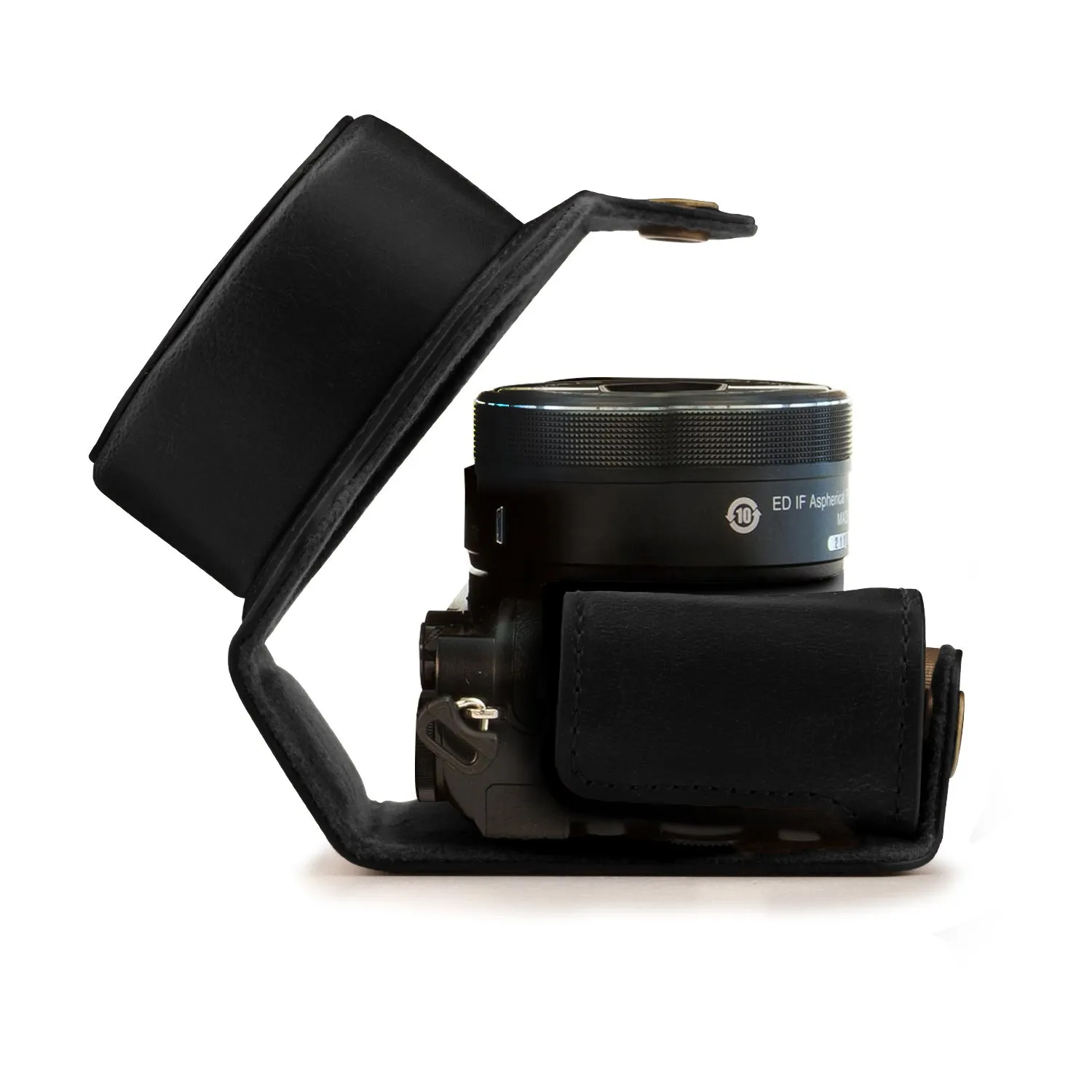 MegaGear MG531 Custodia Ecopelle Nikon 1 J5 Marrone Scuro 10-30mm