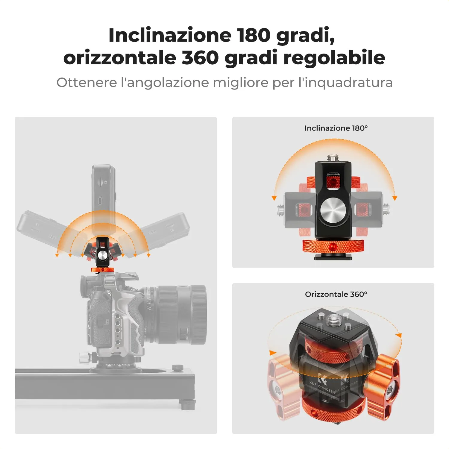 K&F Concept supporto monitor 1/4 ARRI inclinabile 3 kg