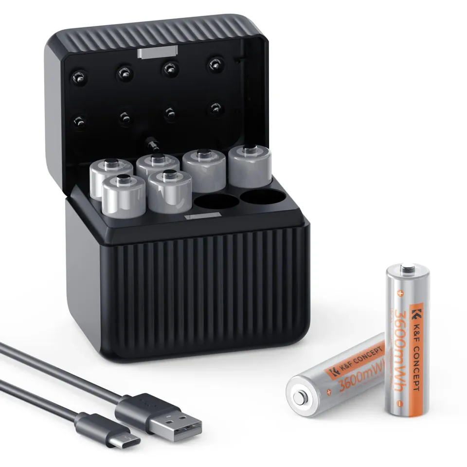 K&F Concept Batterie AA Ricaricabili Litio 1,5V 8 Pezzi 3600mWh