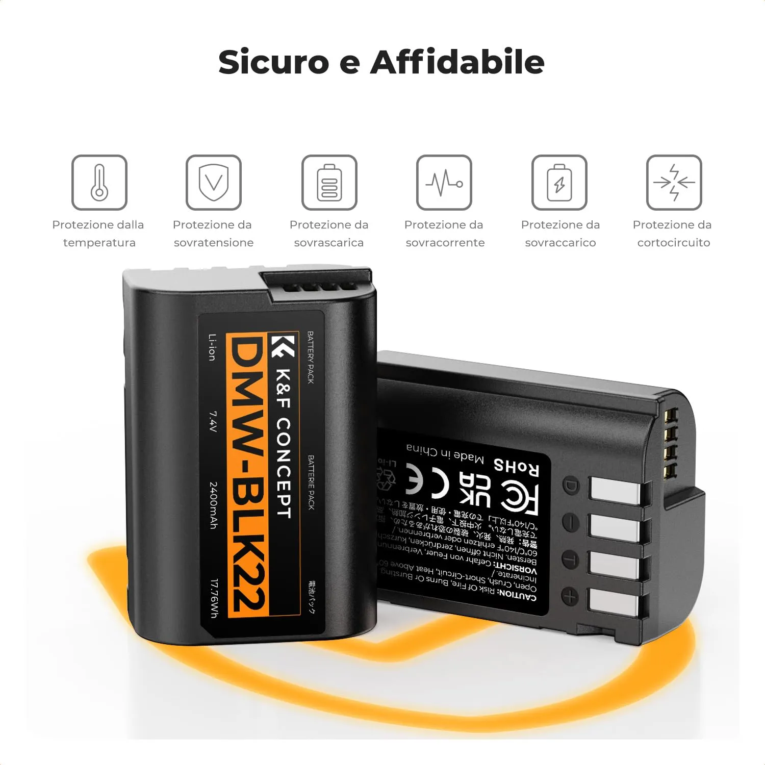 K&F Concept DMW-BLK22 batteria fotocamera 2x2400mAh kit caricatore
