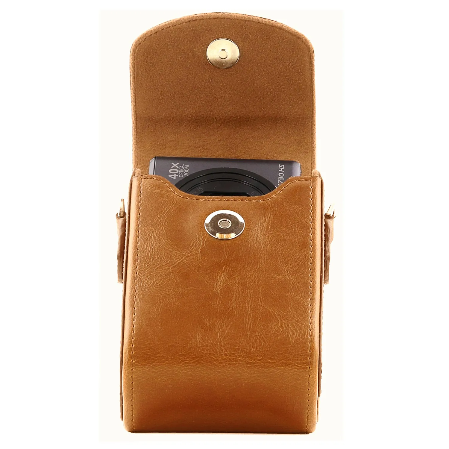 MegaGear Ever Ready custodia pelle Nikon A1000 marrone chiaro