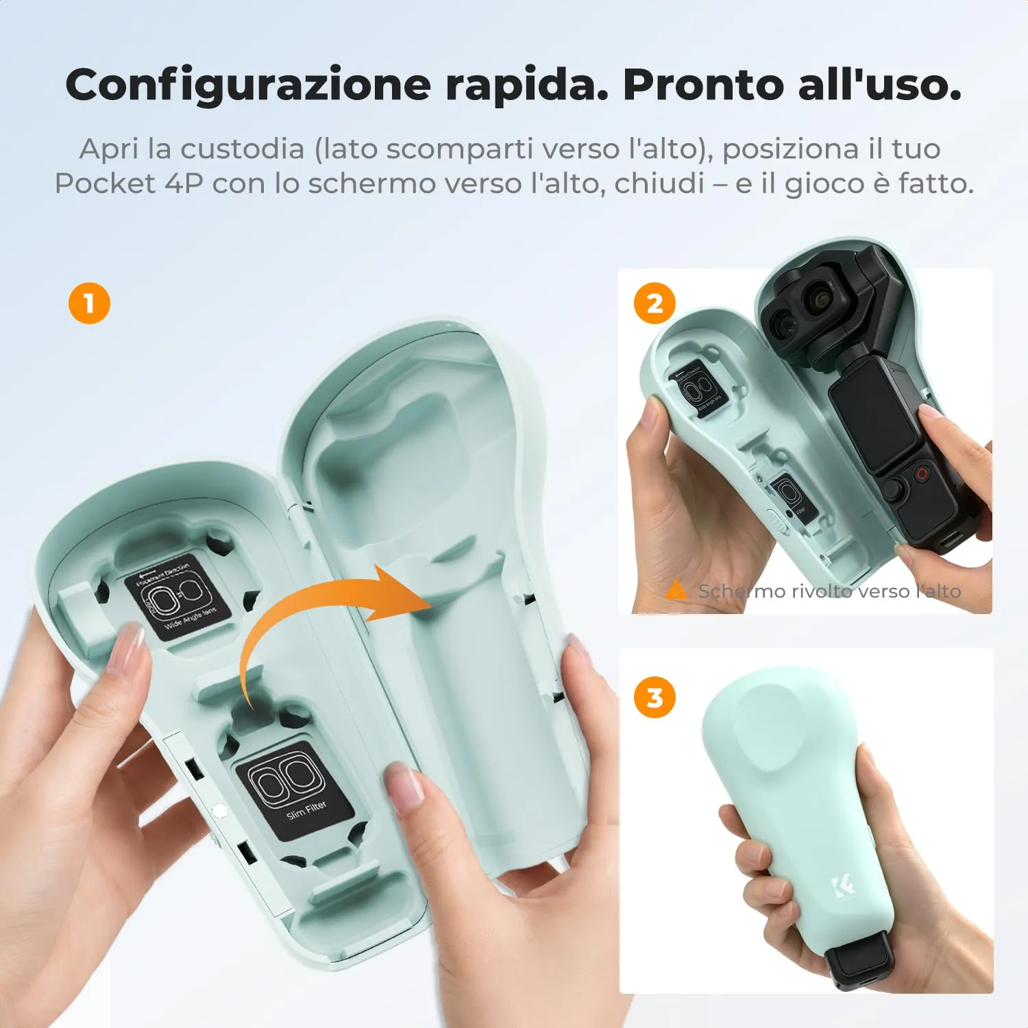 K&F Concept Custodia Pocket 4P Rigida Verde filtri