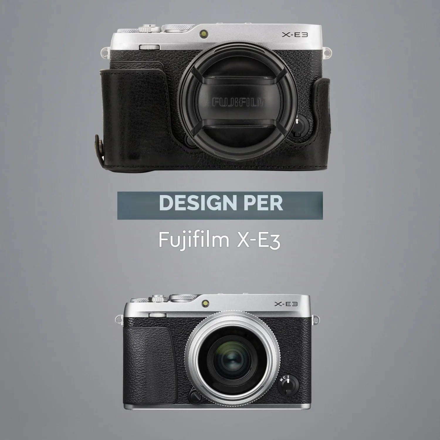 MegaGear MG1342 Custodia Mezza Pelle Fujifilm X-E3 Nera