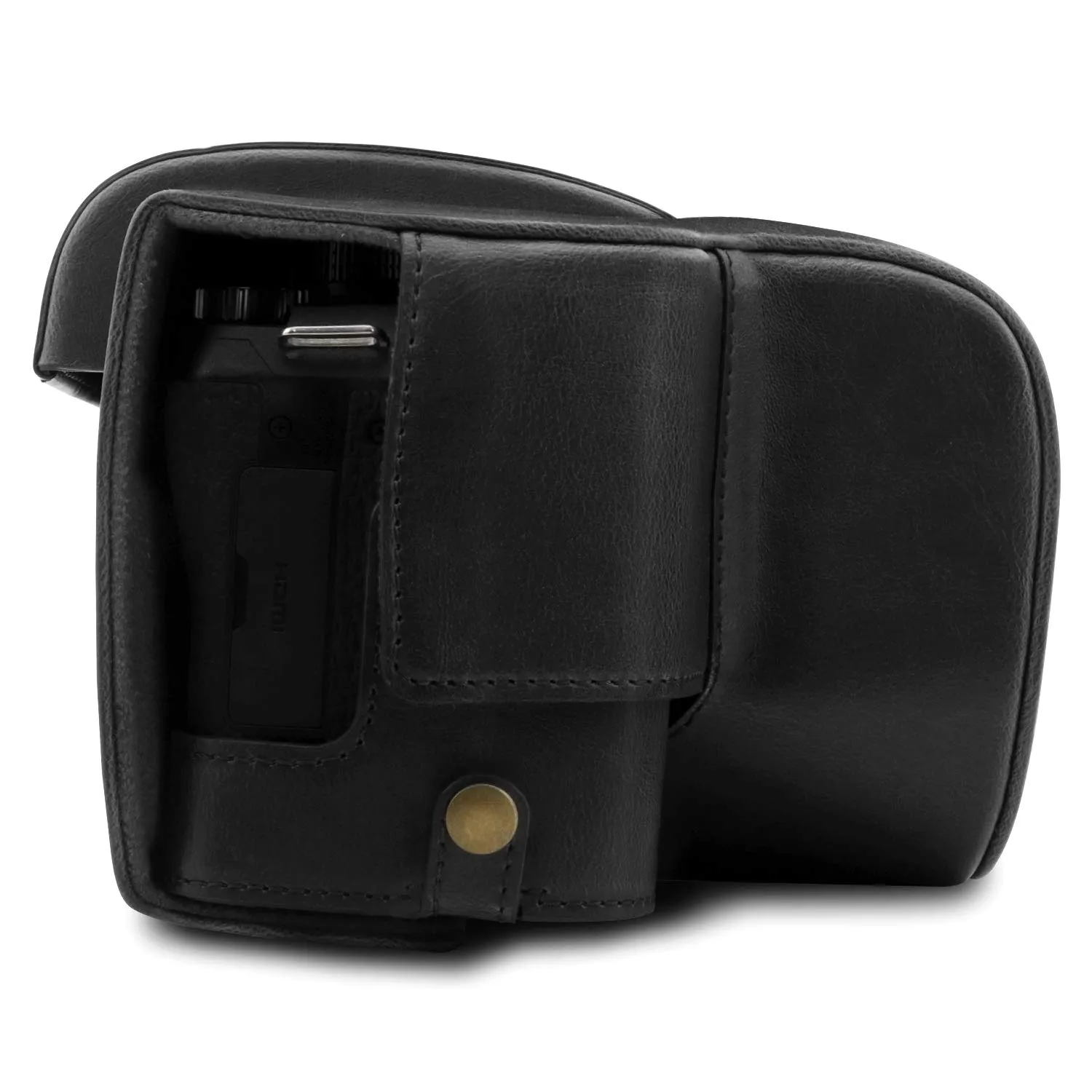 MegaGear Custodia Pelle per Leica V-Lux 5 Nera