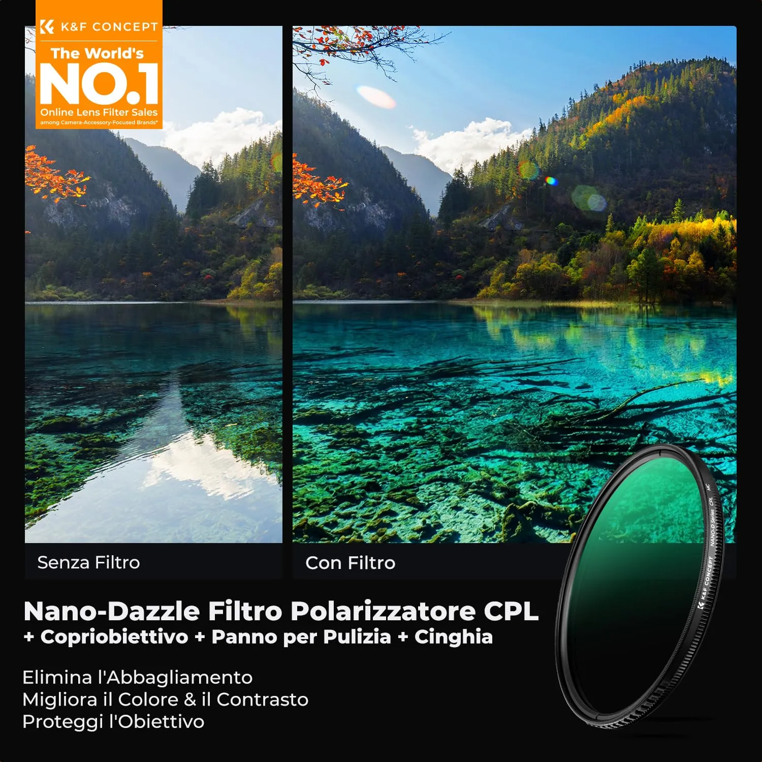K&F Concept Nano-Dazzle 82mm filtro polarizzatore CPL antiriflesso