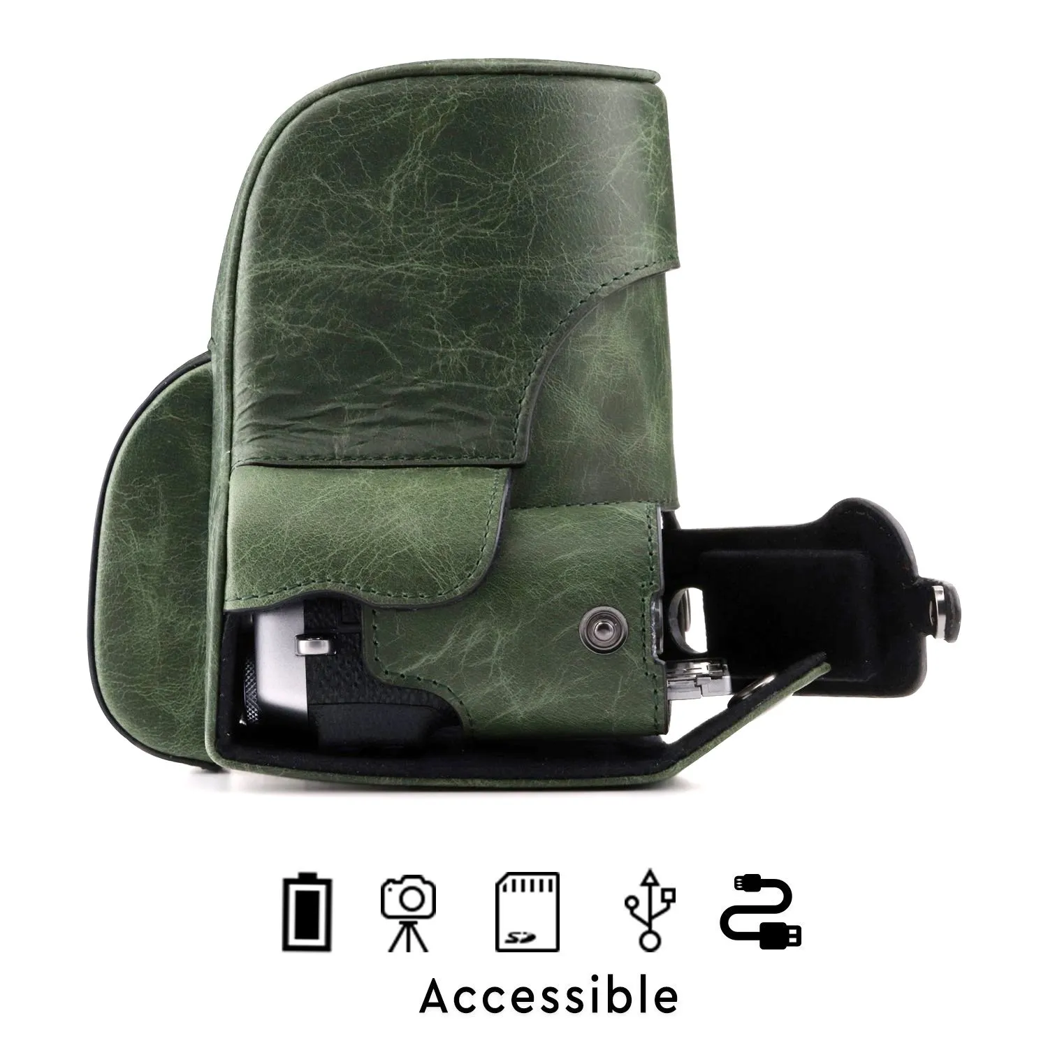 MegaGear Ever Ready custodia vera pelle Fujifilm X-E3 verde