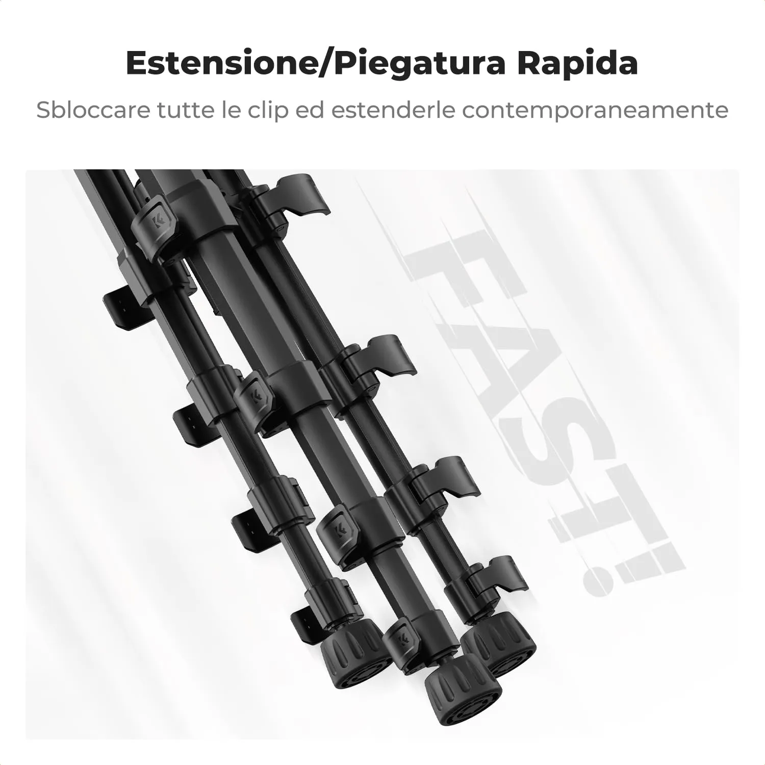 K&F Concept Treppiede Fotocamera 190 cm Nero 4 kg Alluminio