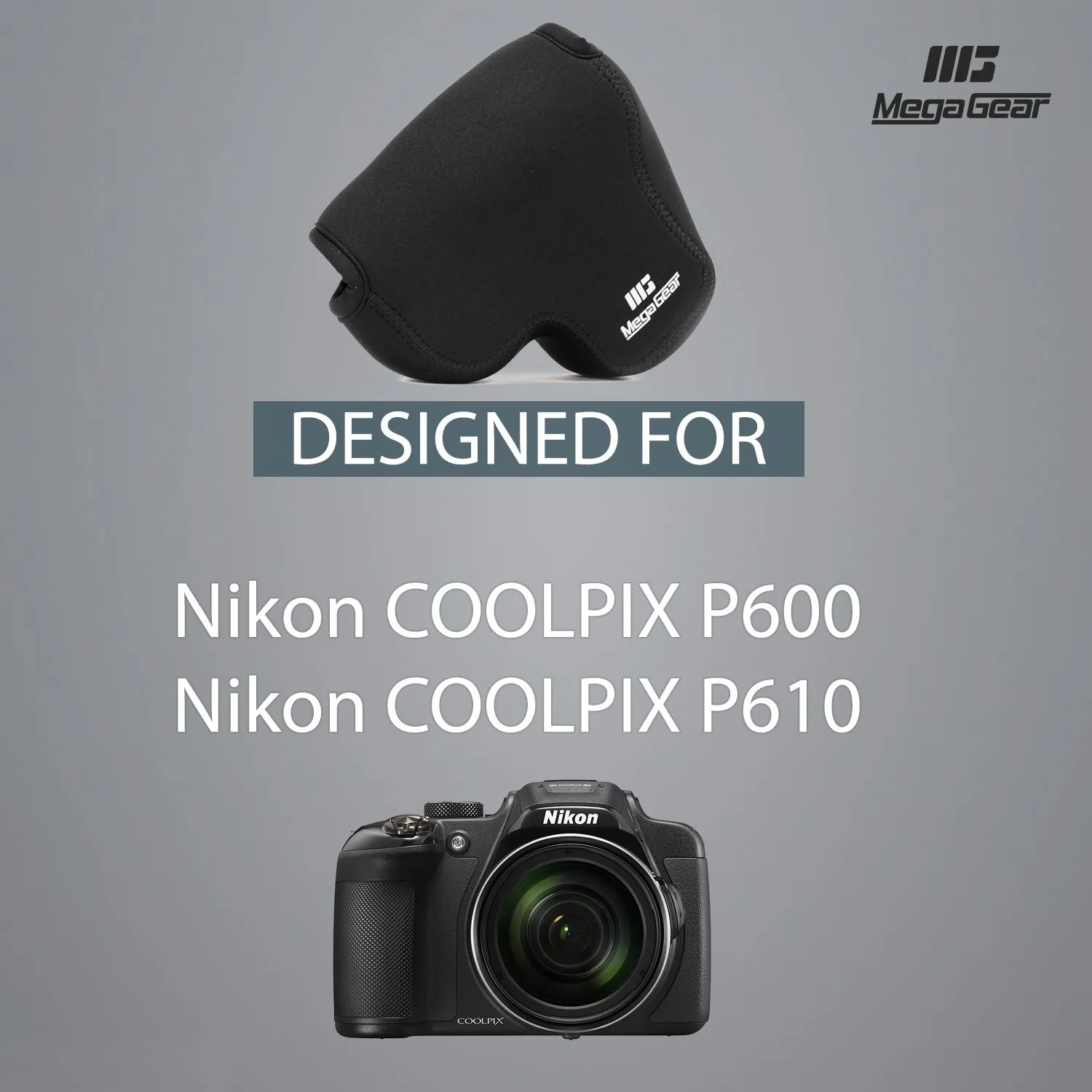 MegaGear MG048 Custodia Neoprene per Nikon P610 Nera