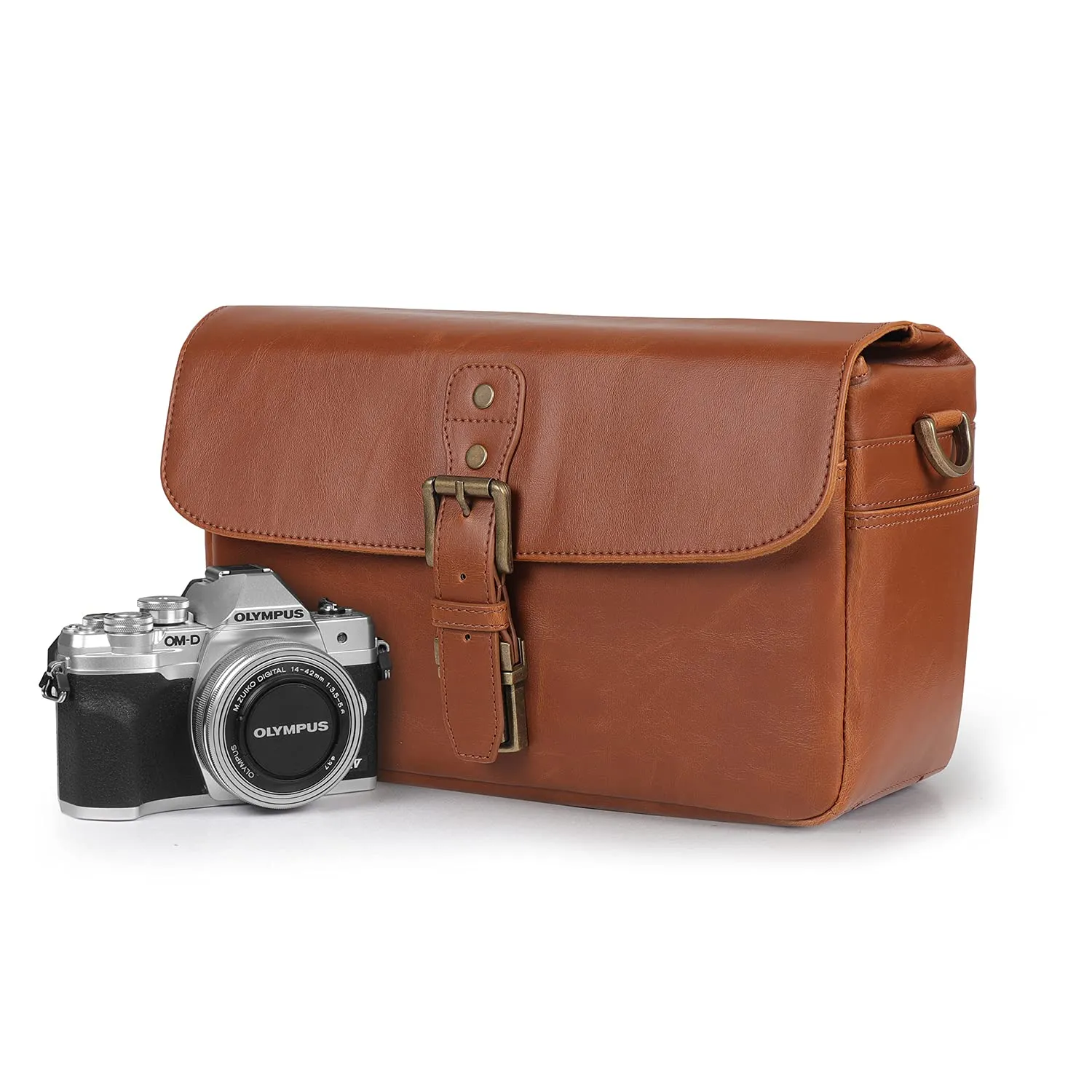 MegaGear MG1524 borsa tracolla pelle marrone chiaro mirrorless