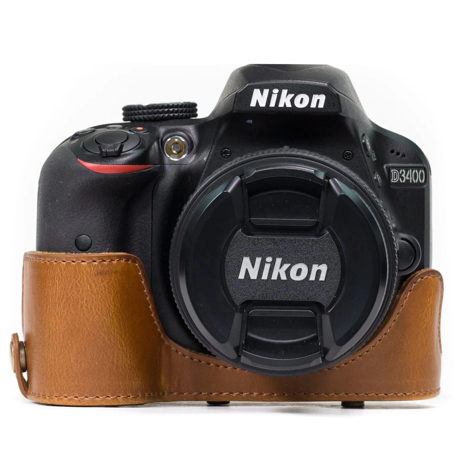 MegaGear MG858 custodia ecopelle marrone chiaro per Nikon D3400