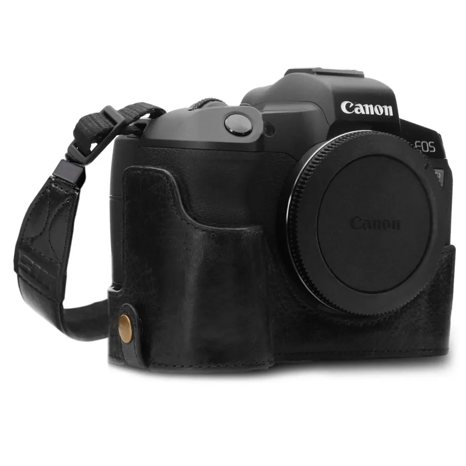 MegaGear Canon EOS R mezza custodia pelle nera ever ready