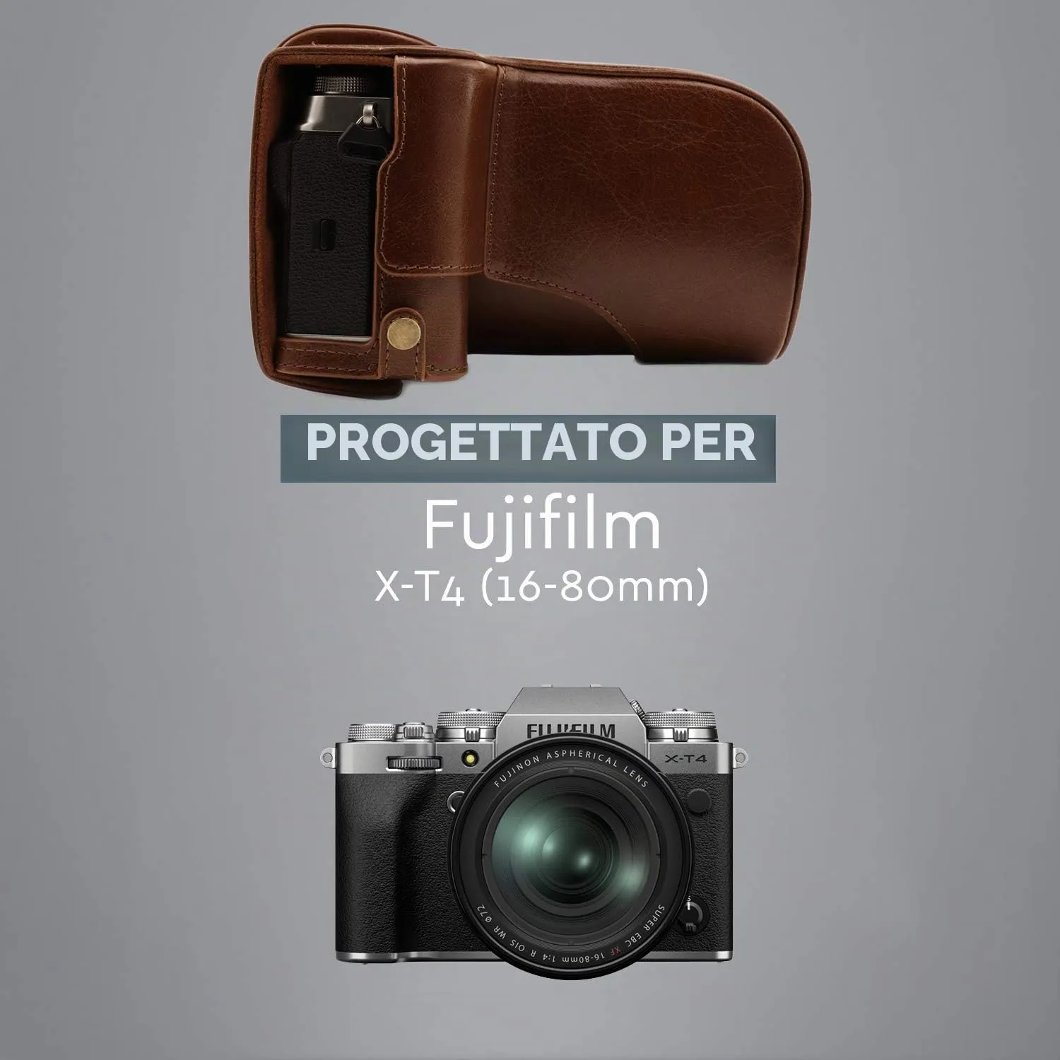 MegaGear Ever Ready MG1922 Custodia Pelle X-T4 Marrone