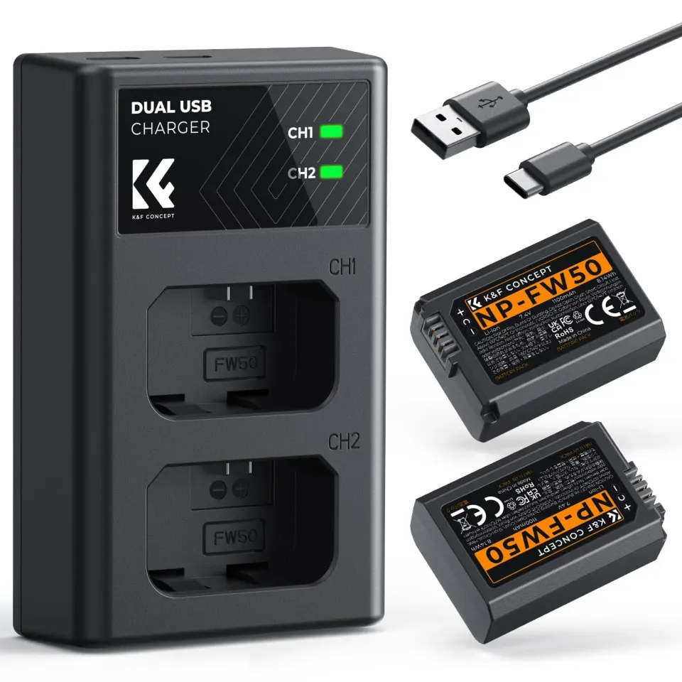 K&F Concept NP-FW50 Batteria Fotocamera 1100mAh Sony