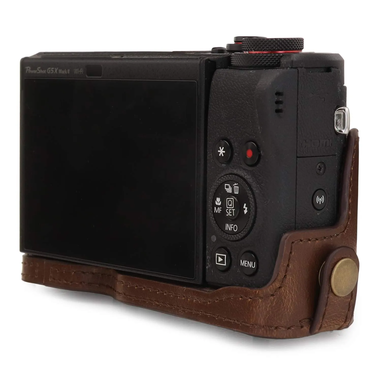 MegaGear Ever Ready custodia Canon G5 X Mark II marrone finta pelle