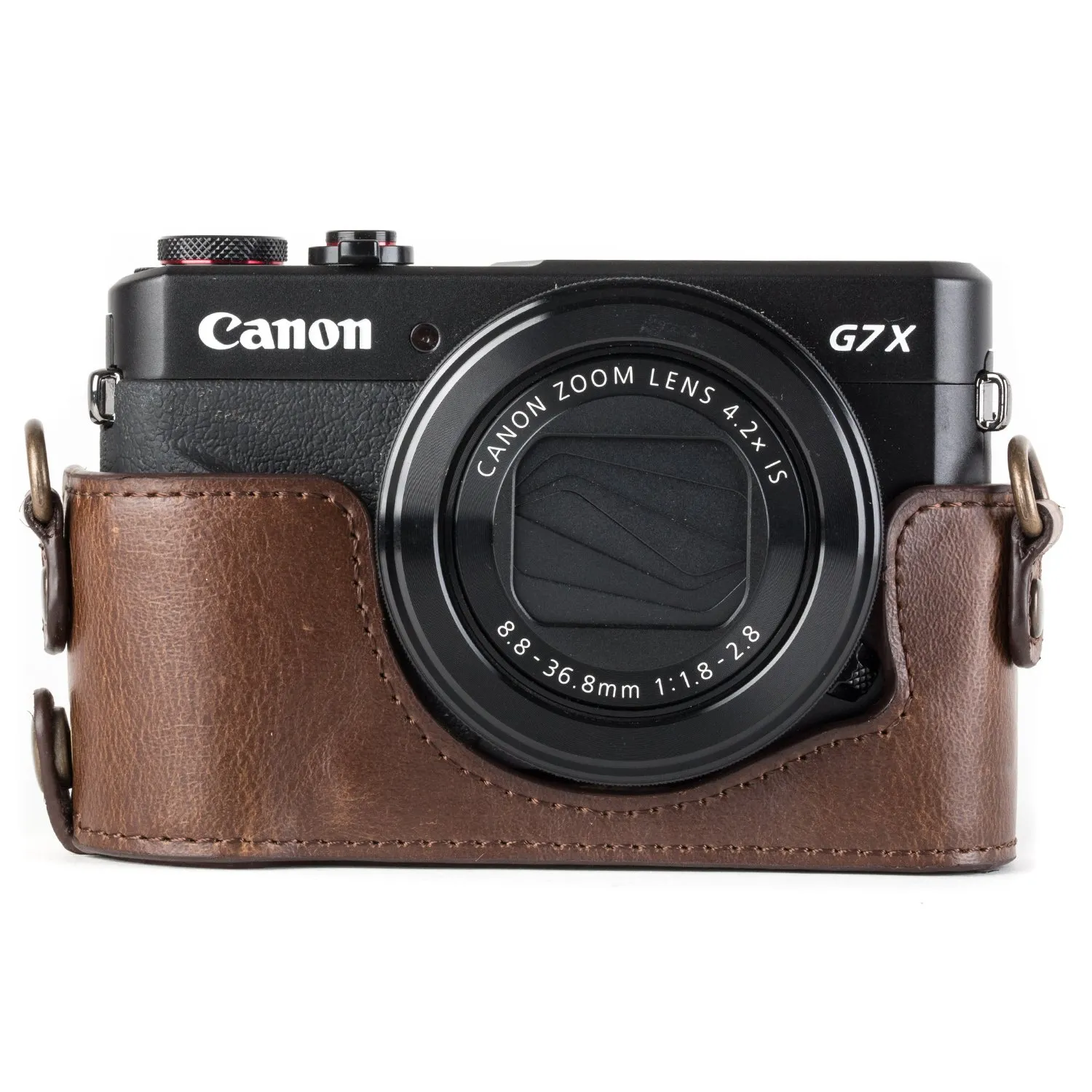 MegaGear MG952 mezza custodia marrone scuro per Canon G7 X II