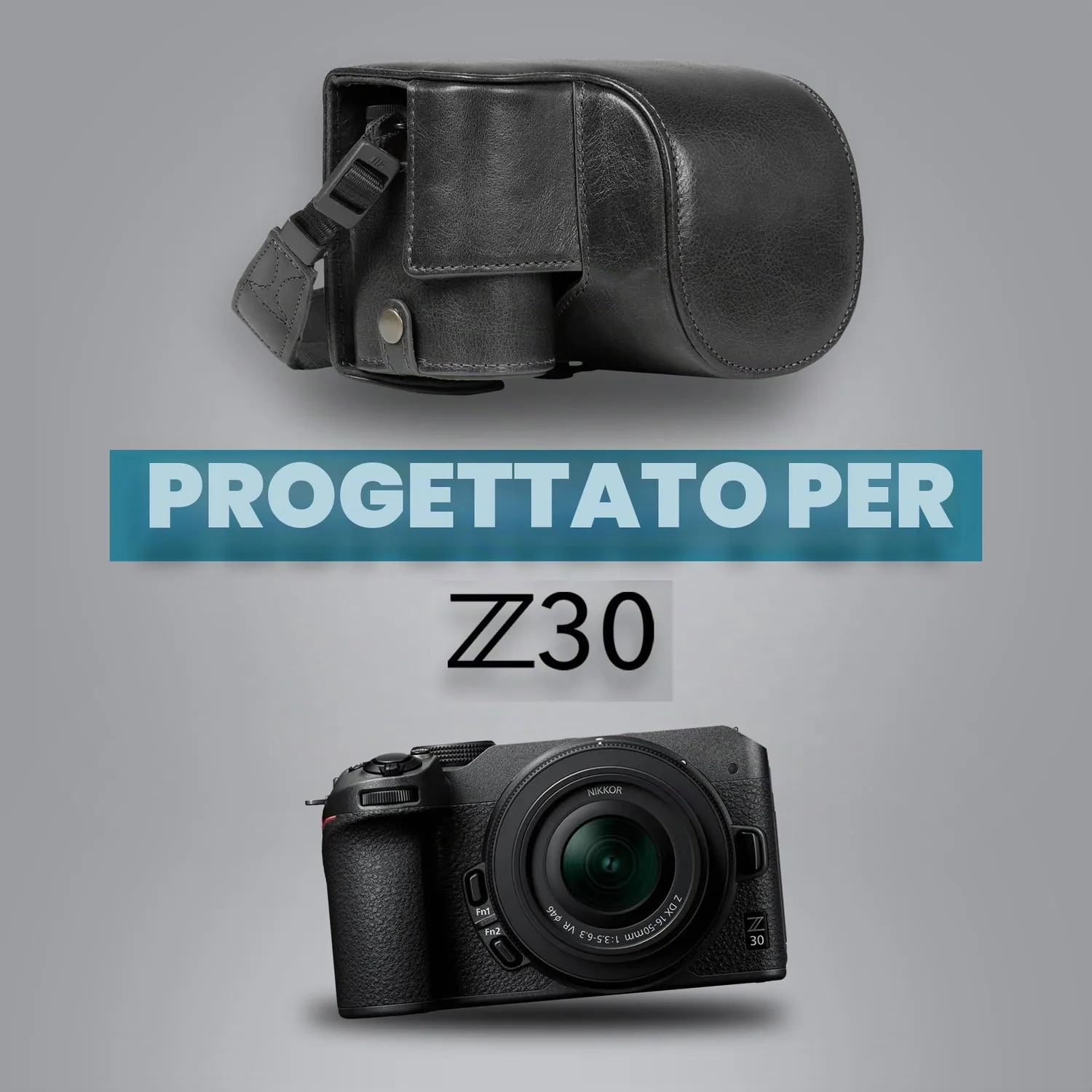 MegaGear custodia Nikon Z30 nera vera pelle