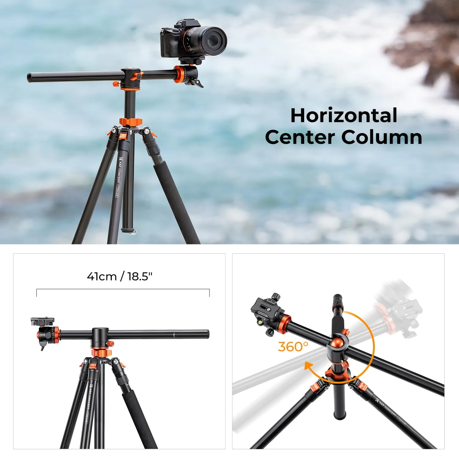 K&F Concept T254A8+BH-28L treppiede alluminio 240cm