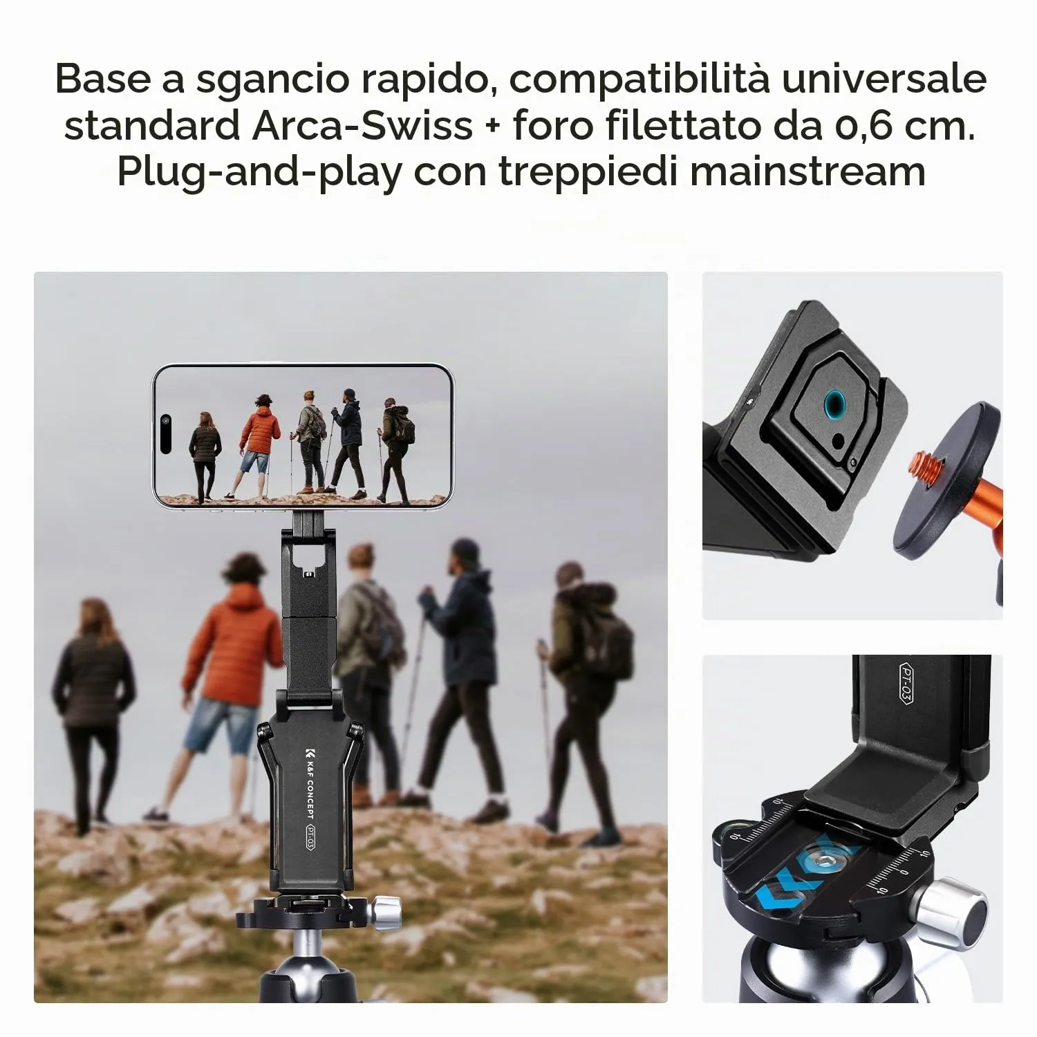 K&F Concept 4-in-1 treppiede magnetico smartphone nero