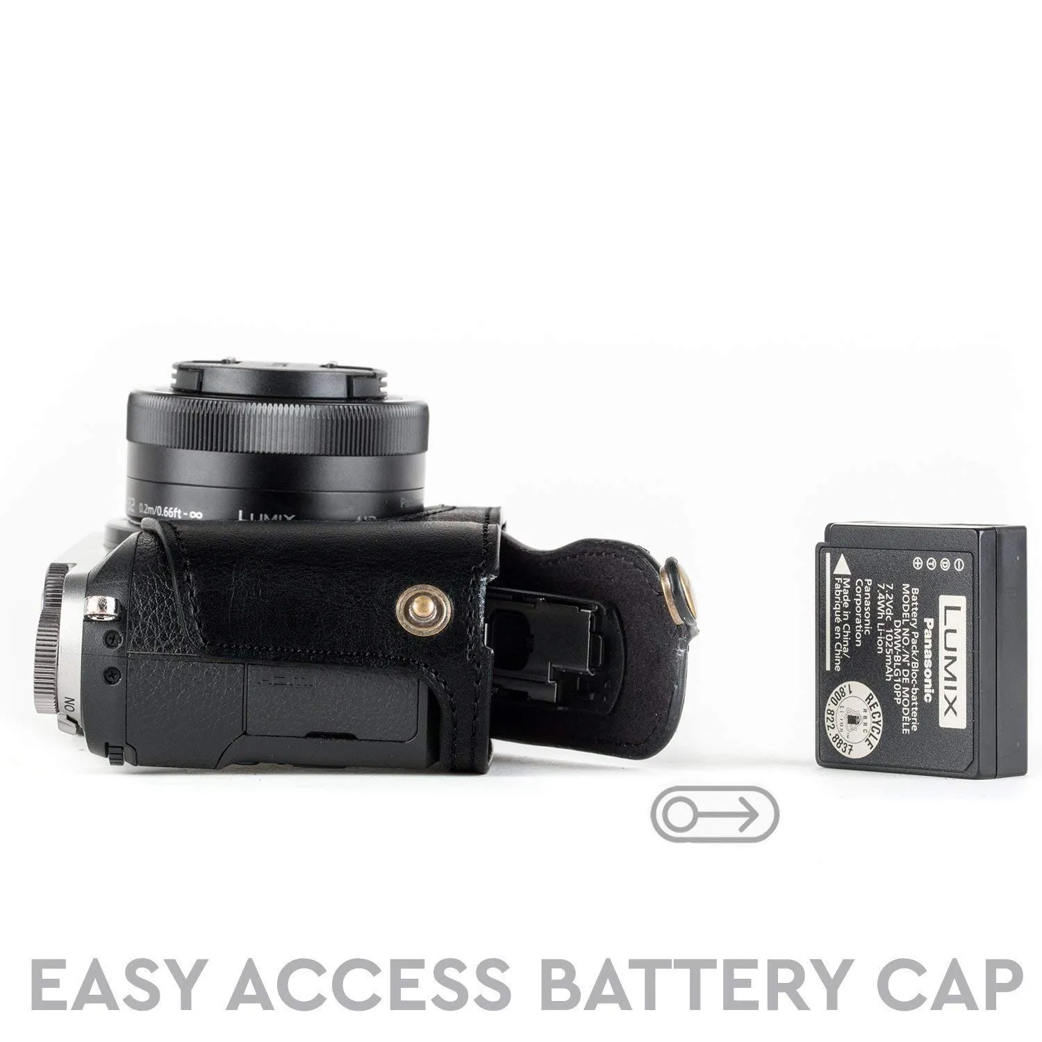 MegaGear Ever Ready Mezza Custodia GX85 GX80 Nero ecopelle