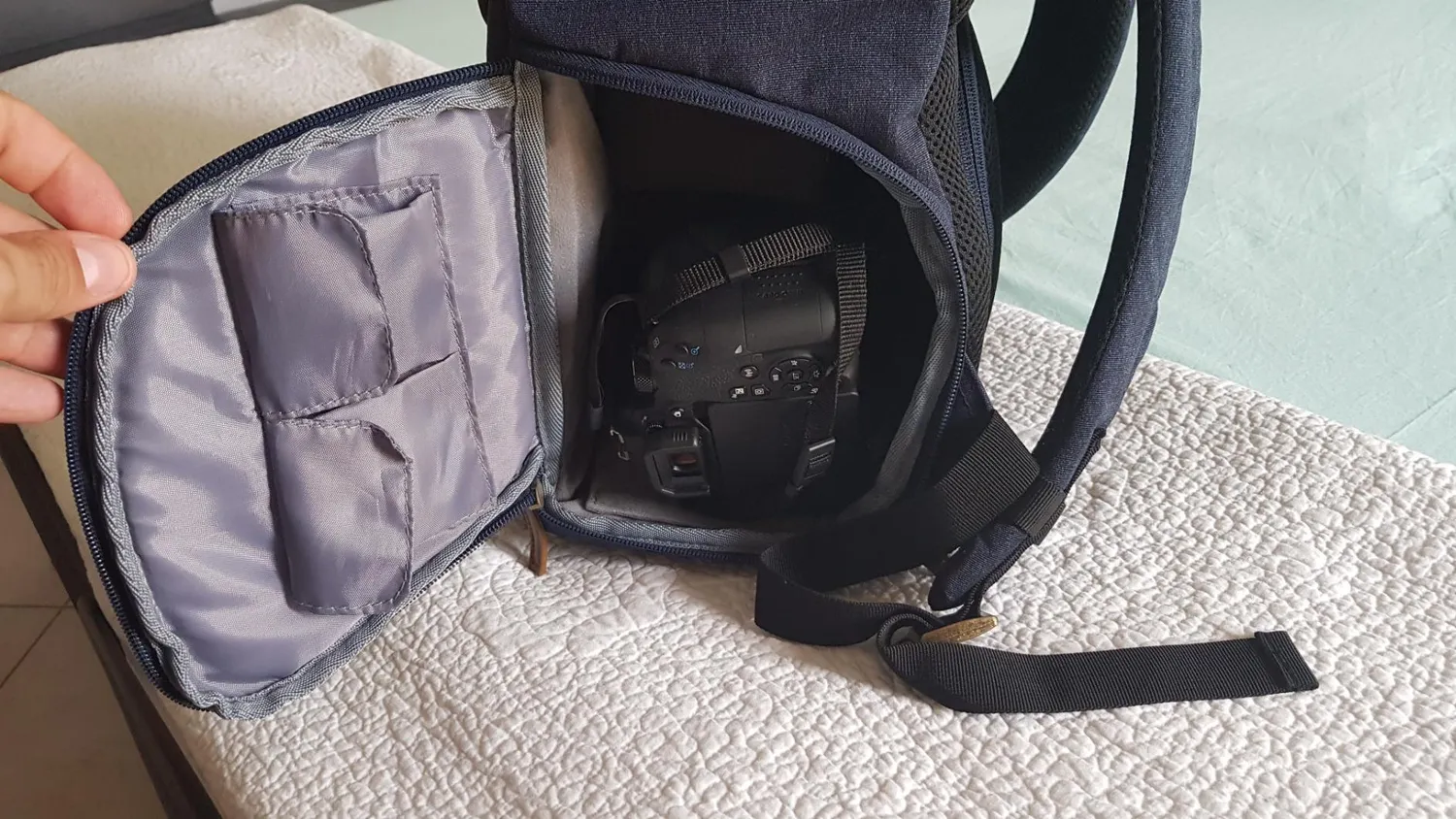 K&F Concept zaino fotografico 17L blu laptop 15,6" antifurto