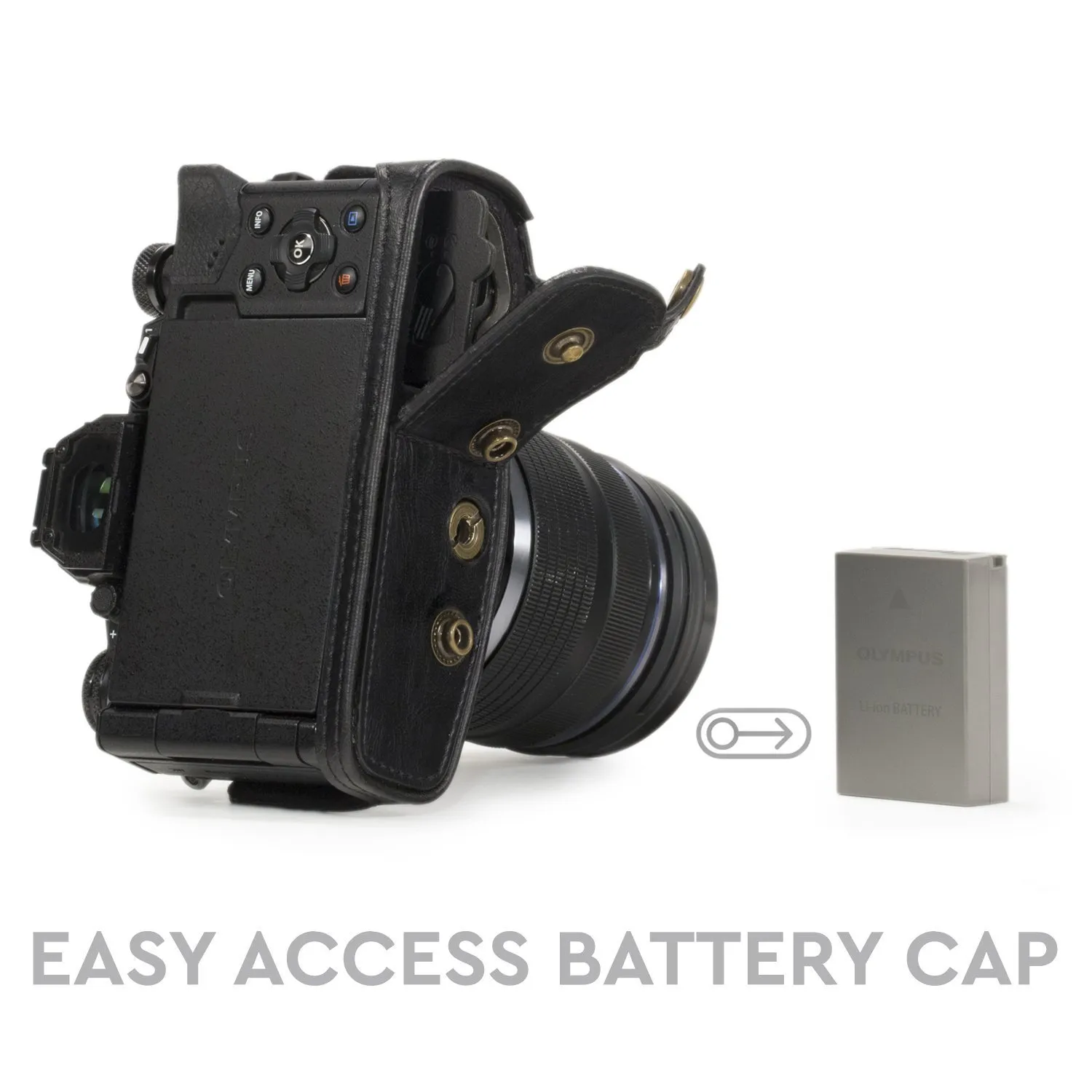 MegaGear Ever Ready custodia E-M5 Mark II nera pelle PU