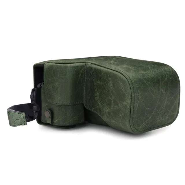 MegaGear A6100 A6400 custodia vera pelle 18-135mm verde